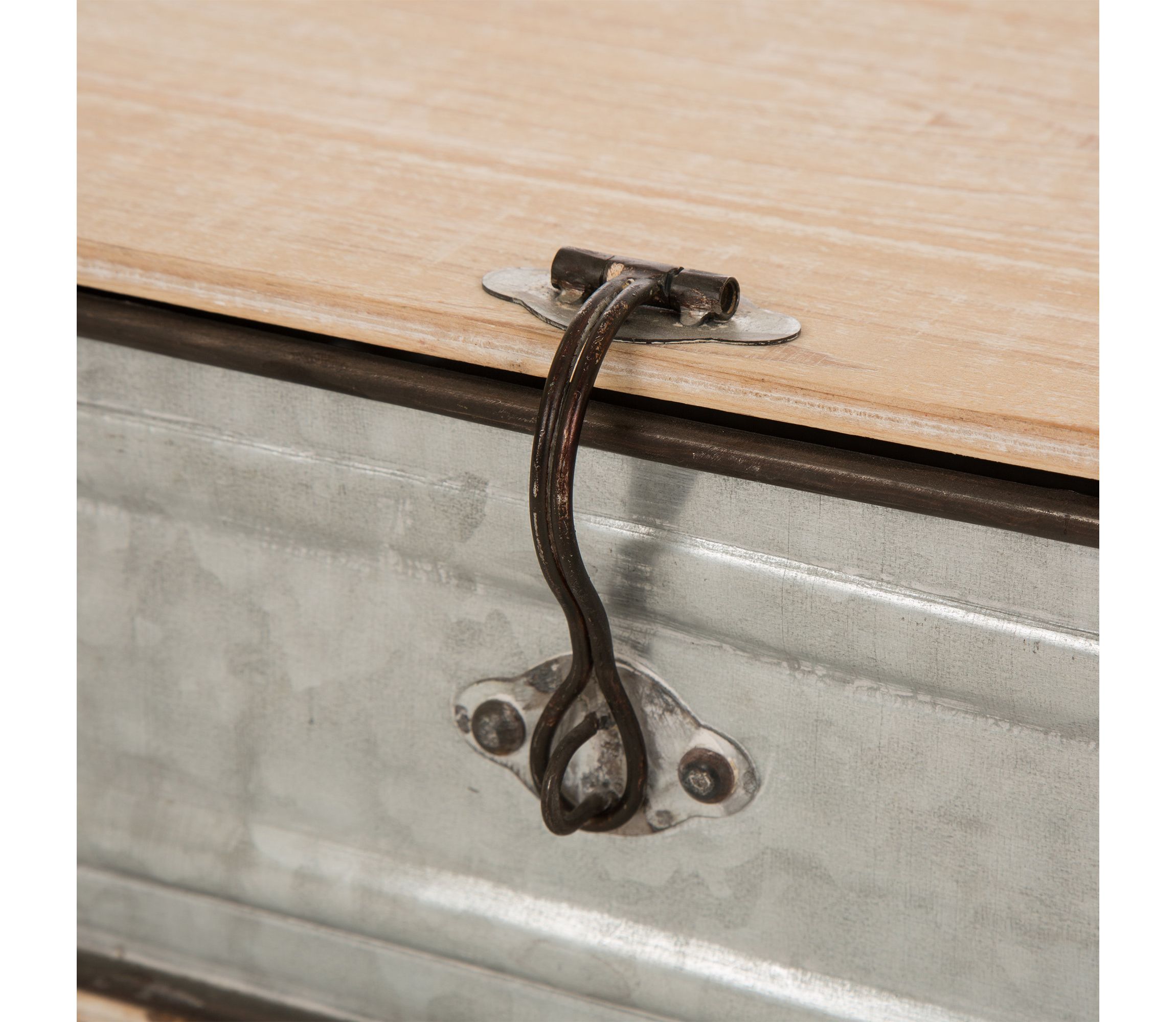 Set of 2 Galvanized Wood Storage Chests