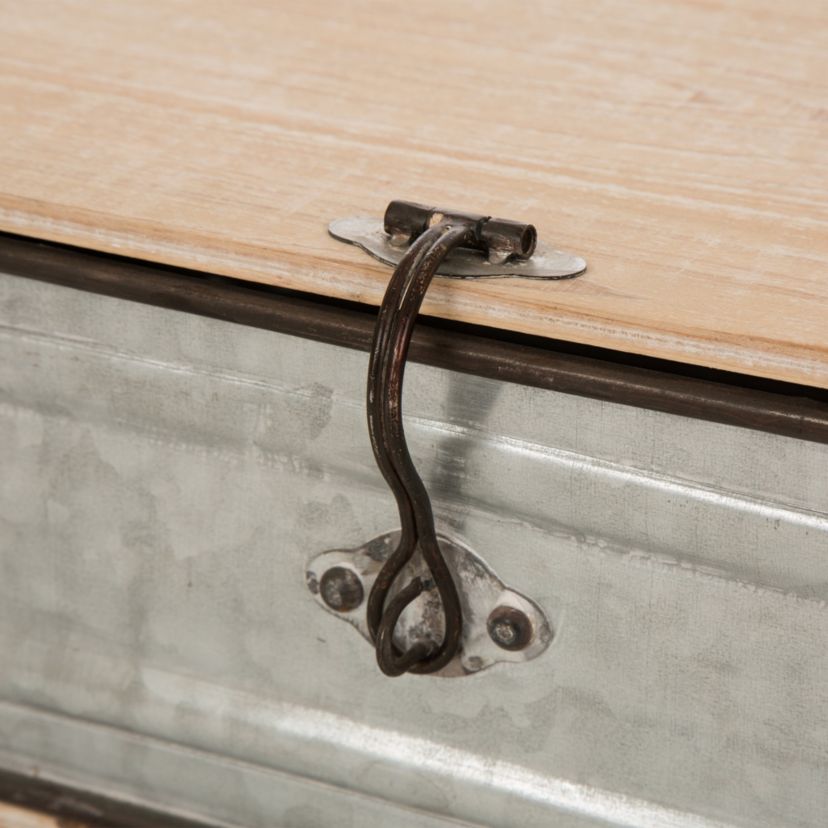Set of 2 Galvanized Wood Storage Chests