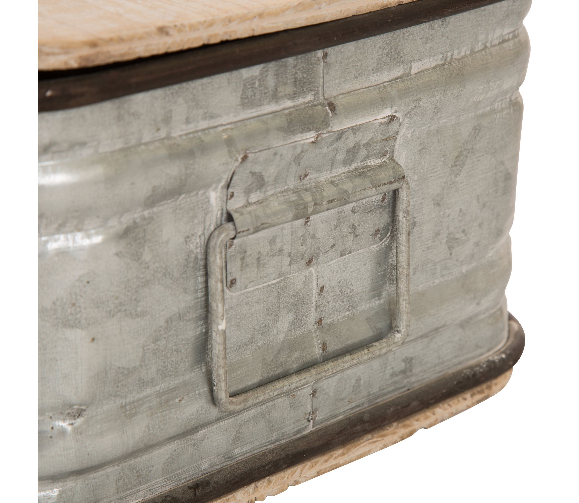 Set of 2 Galvanized Wood Storage Chests