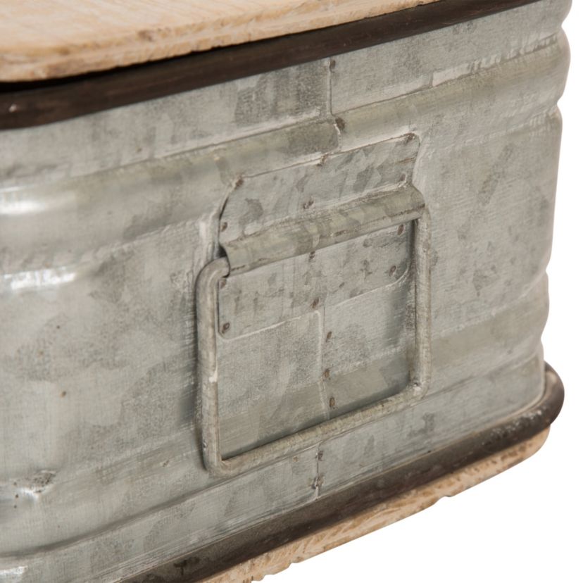 Set of 2 Galvanized Wood Storage Chests