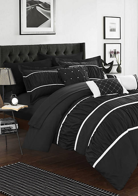 Cheryl 10-Piece Complete Bedding Set with Sheets - Black