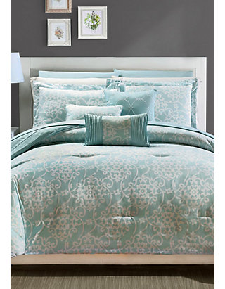 Chic Home Lea 10 Piece Comforter Set, Aqua King Bedding