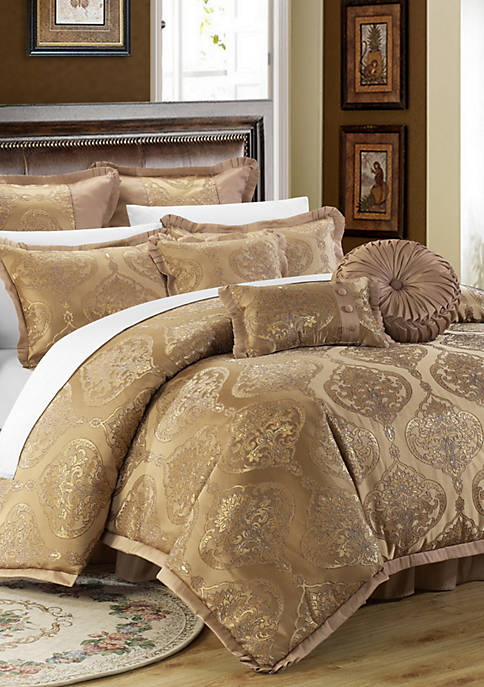 Como 13-Piece Complete Bedding Set with Sheets - Gold