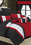 Danielle 24-Piece Complete Bedding Set with Sheets and Window Treatments - Red