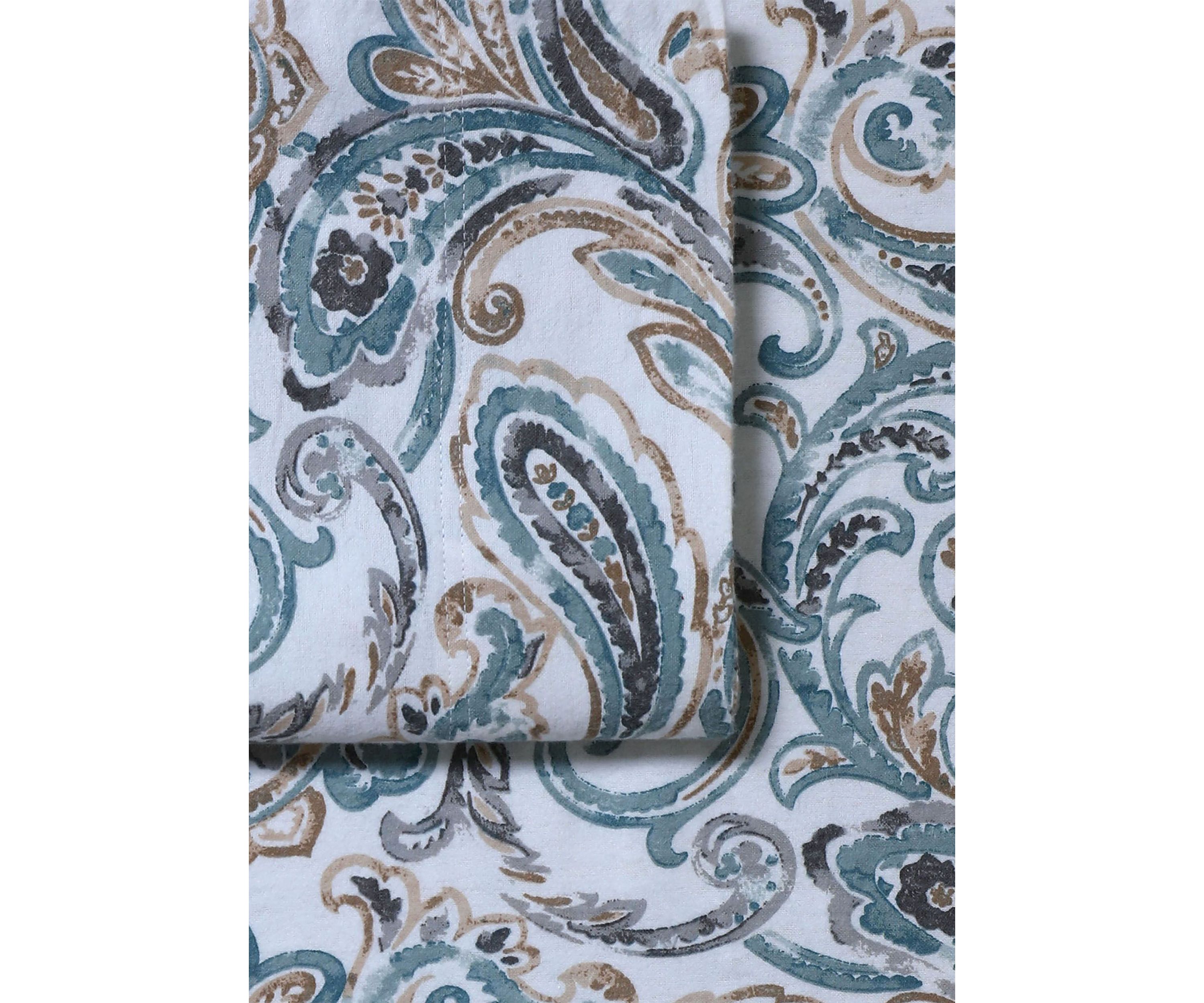 Camilla Paisley 170-GSM Flannel Extra Deep Pocket Sheet Set Full Green