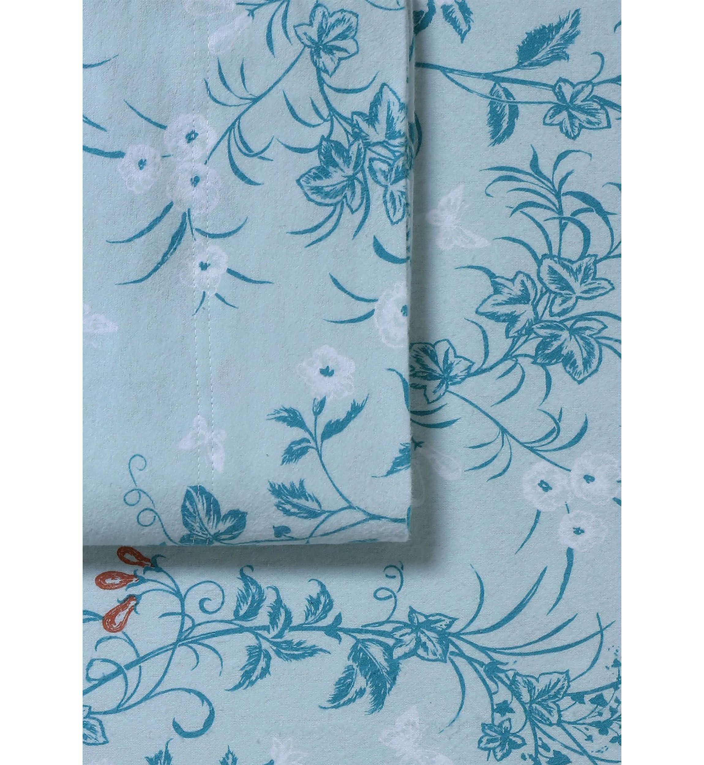Katy Floral 170-GSM Flannel Extra Deep Pocket Sheet Set Queen Natural
