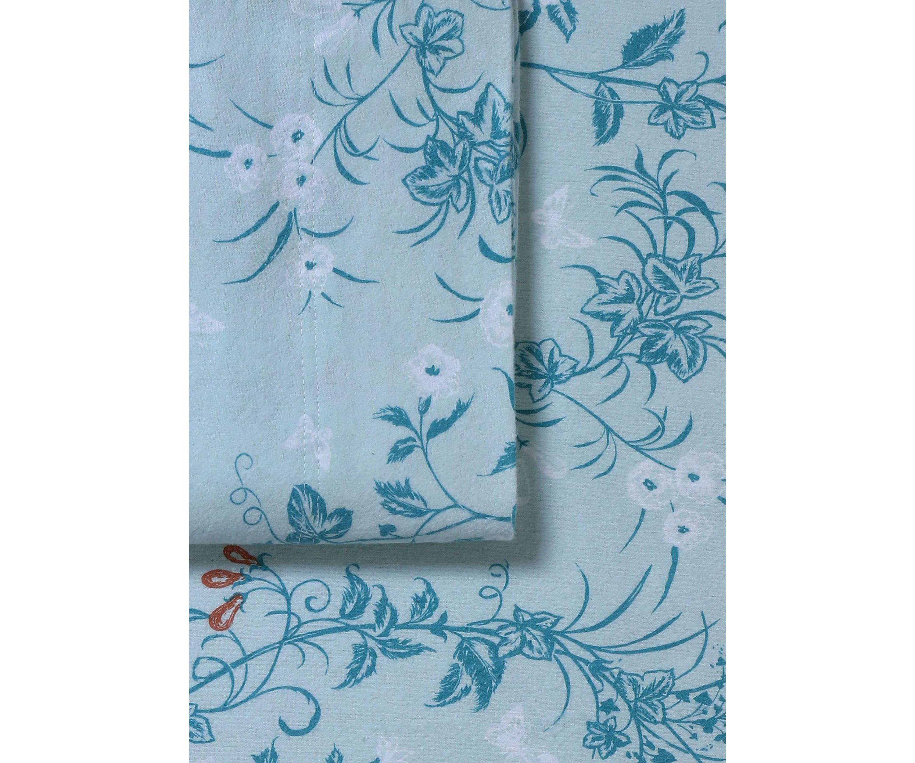 Katy Floral 170-GSM Flannel Extra Deep Pocket Sheet Set Queen Natural