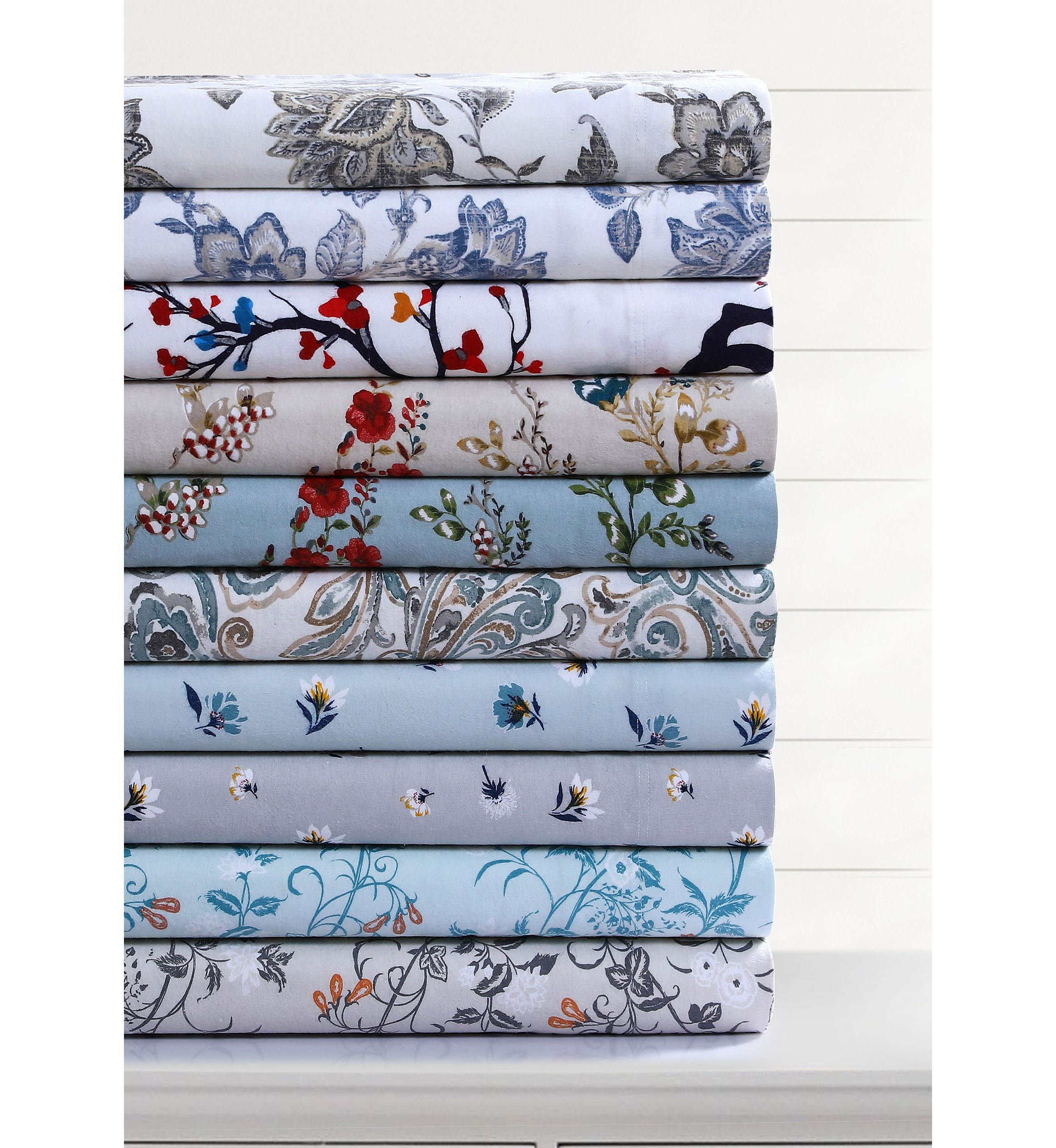 Katy Floral 170-GSM Flannel Extra Deep Pocket Sheet Set Queen Natural