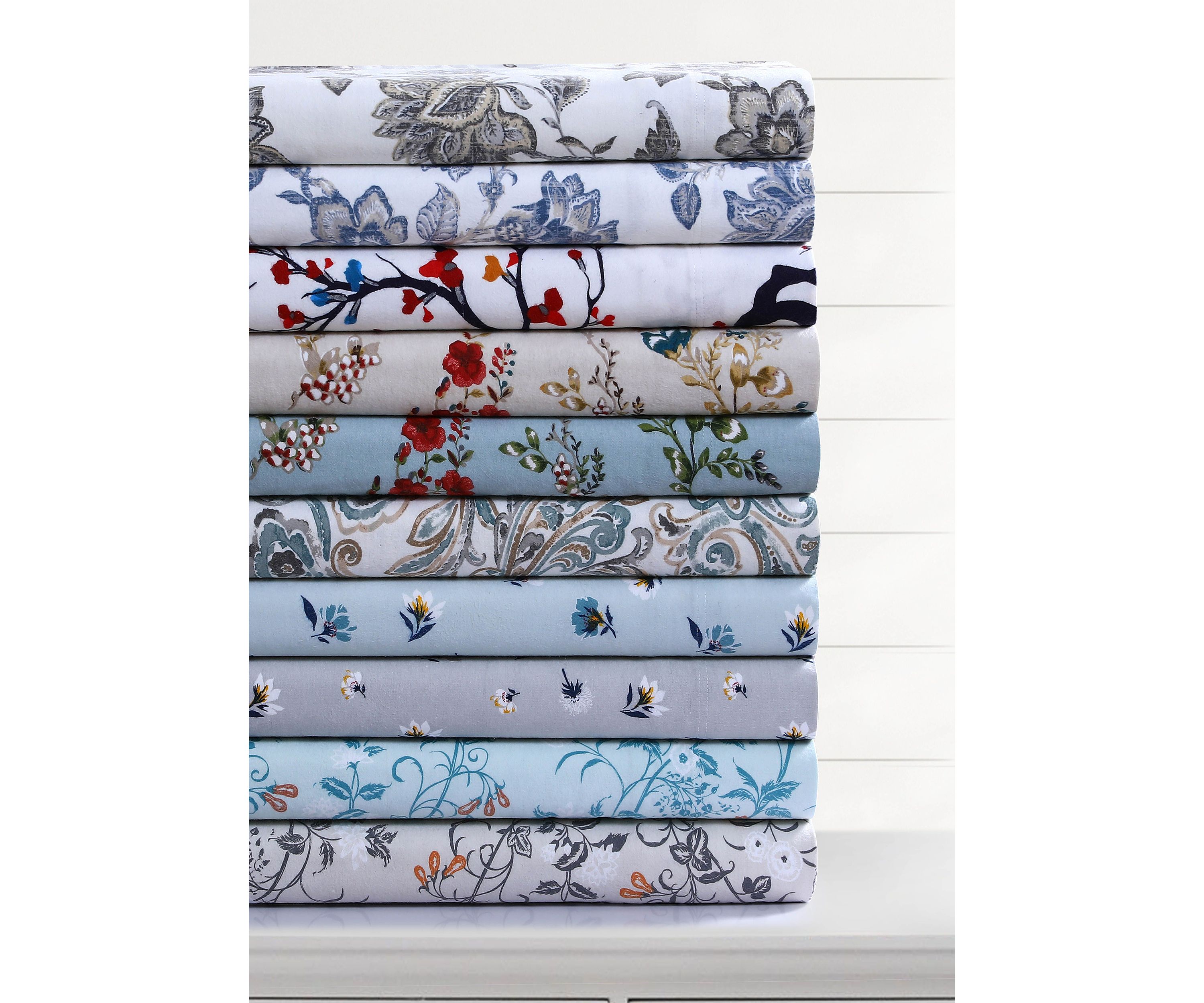 Katy Floral 170-GSM Flannel Extra Deep Pocket Sheet Set Queen Natural