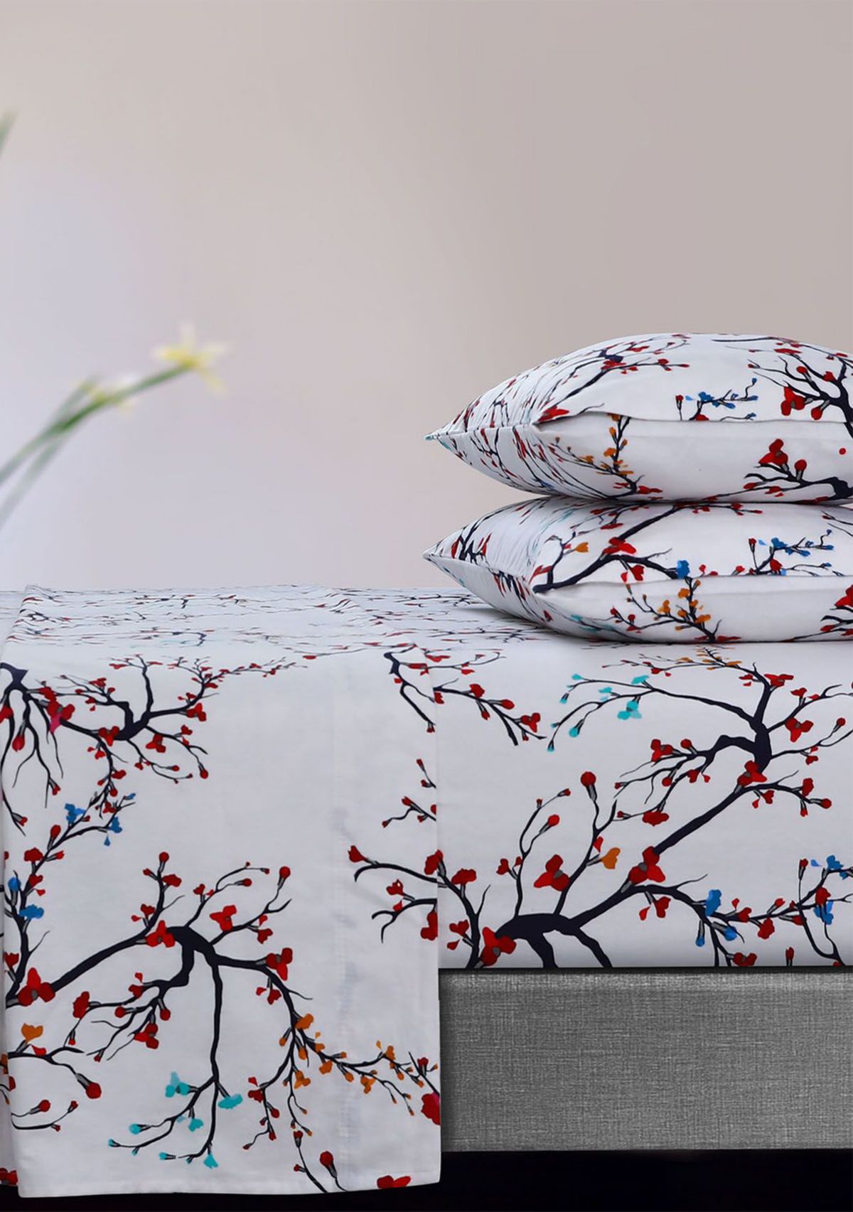 Emilia Tree 170-GSM Flannel Extra Deep Pocket Sheet Set Twin Multicolor