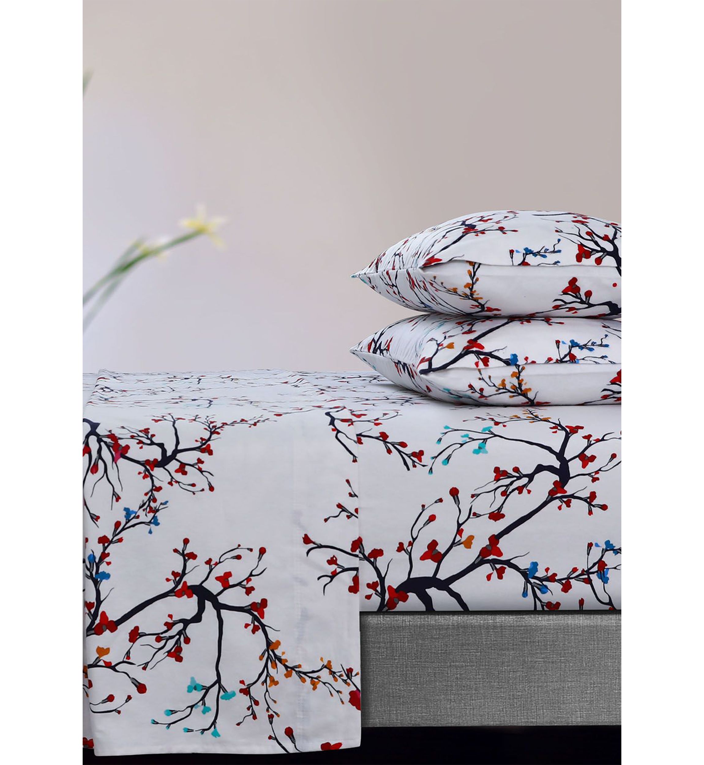 Emilia Tree 170-GSM Flannel Extra Deep Pocket Sheet Set Twin Multicolor