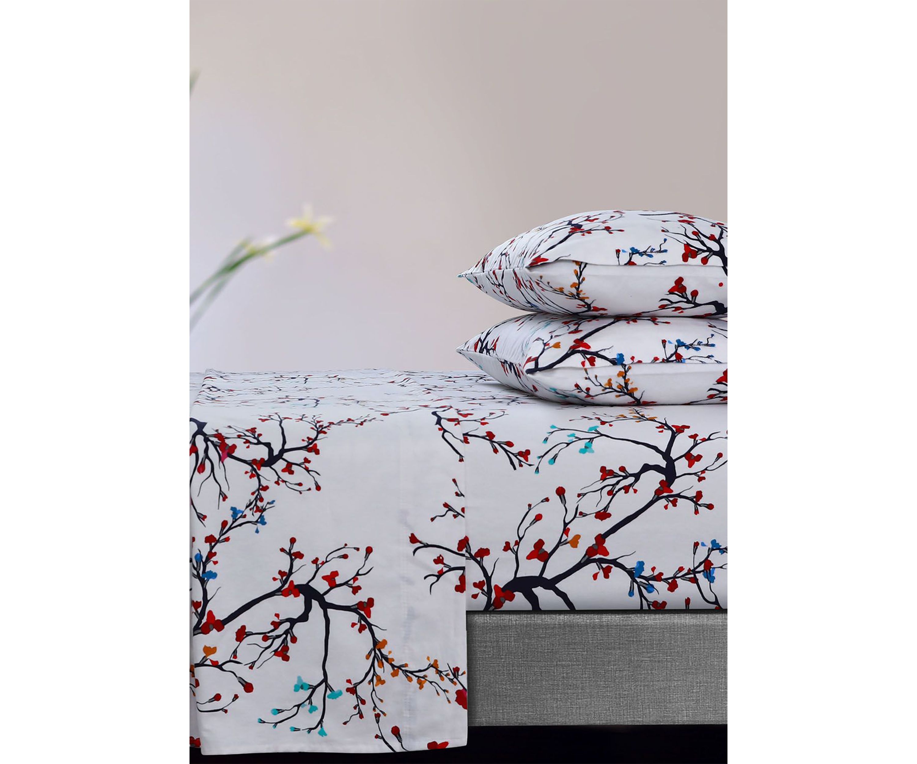 Emilia Tree 170-GSM Flannel Extra Deep Pocket Sheet Set Twin Multicolor