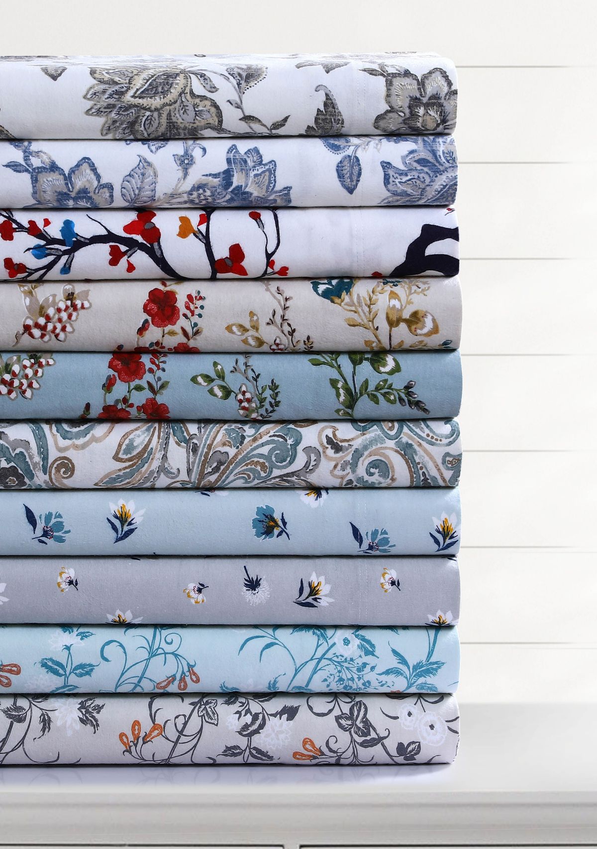 Emilia Tree 170-GSM Flannel Extra Deep Pocket Sheet Set Twin Multicolor