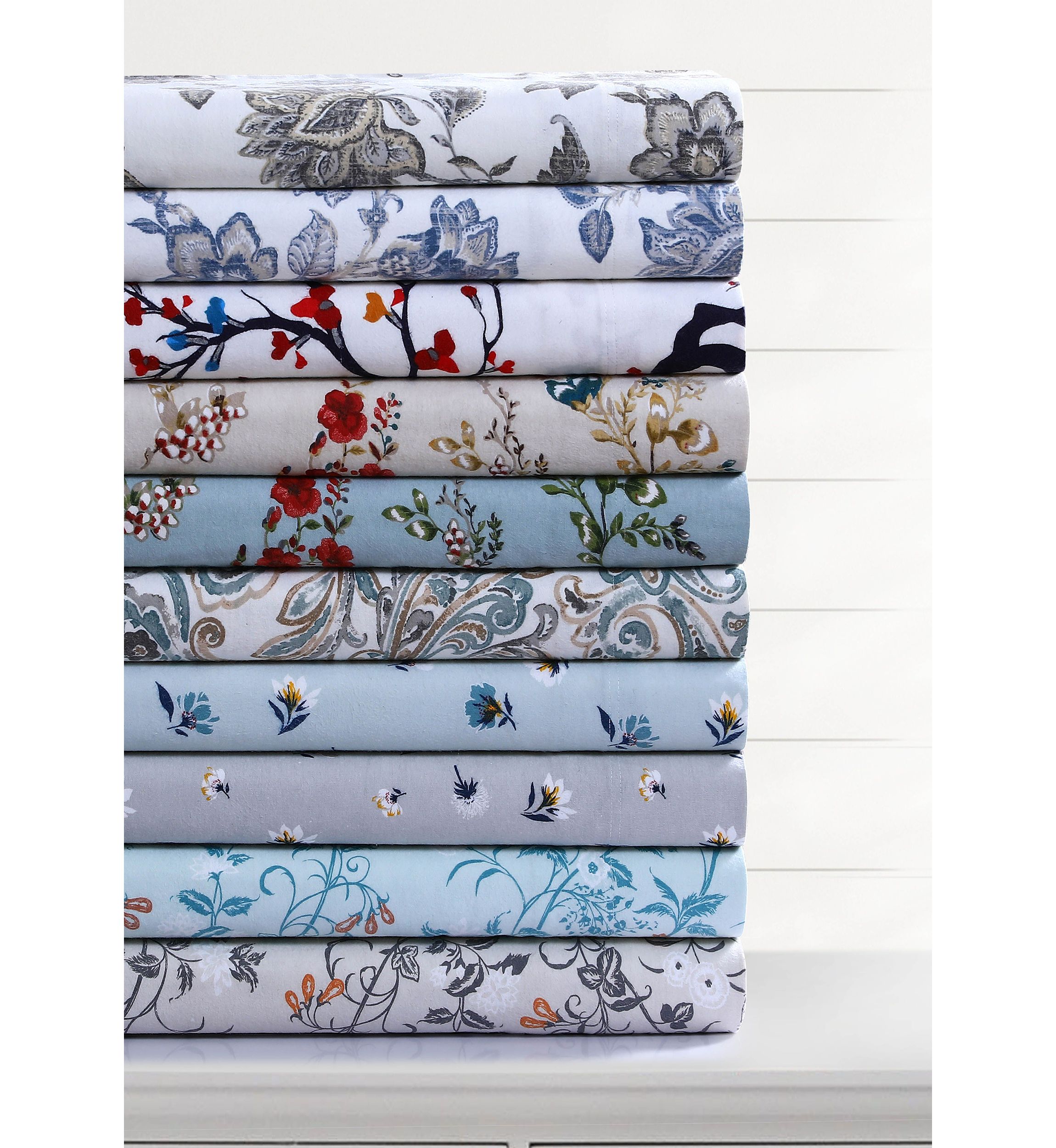 Emilia Tree 170-GSM Flannel Extra Deep Pocket Sheet Set Twin Multicolor