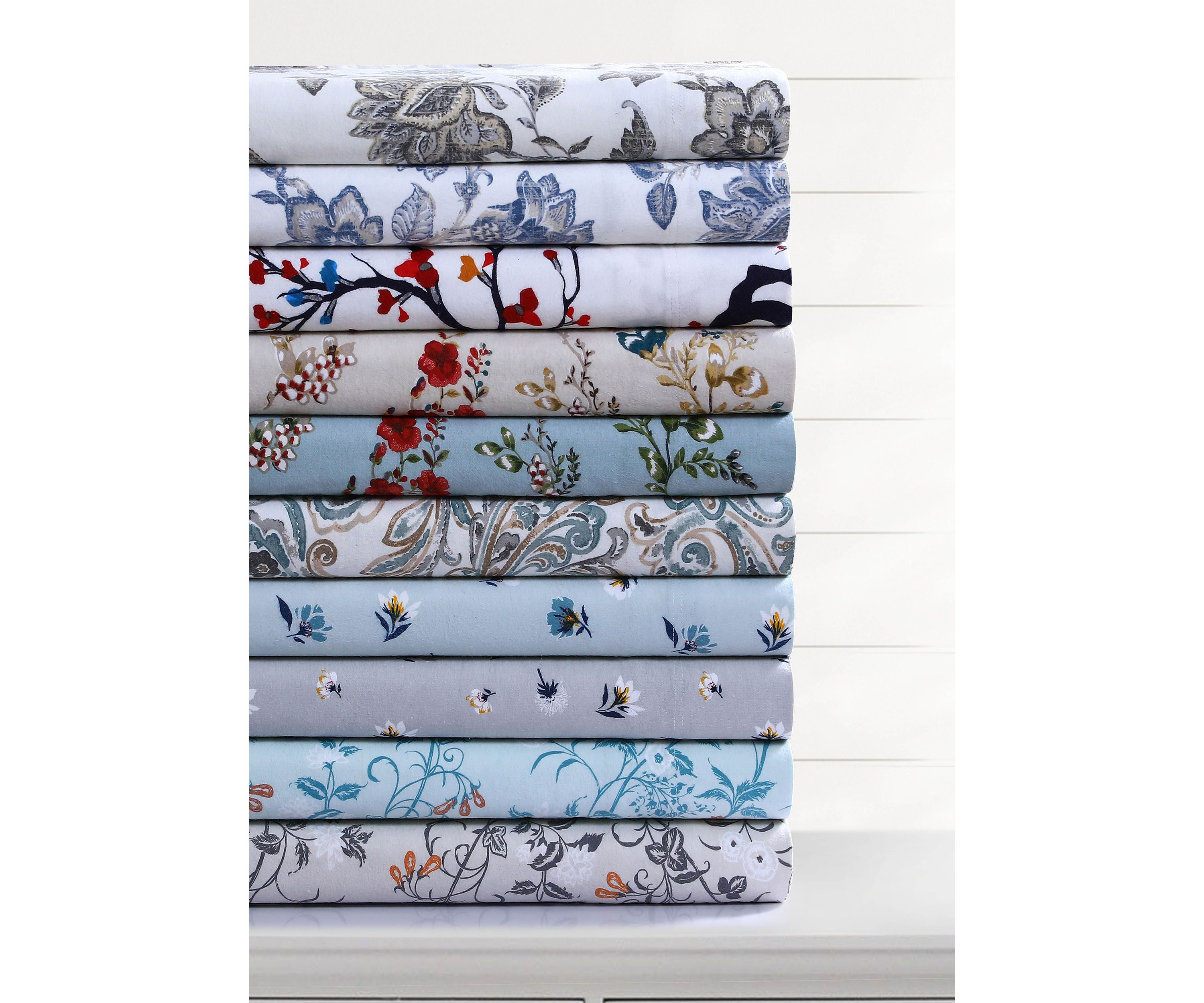 Emilia Tree 170-GSM Flannel Extra Deep Pocket Sheet Set Twin Multicolor