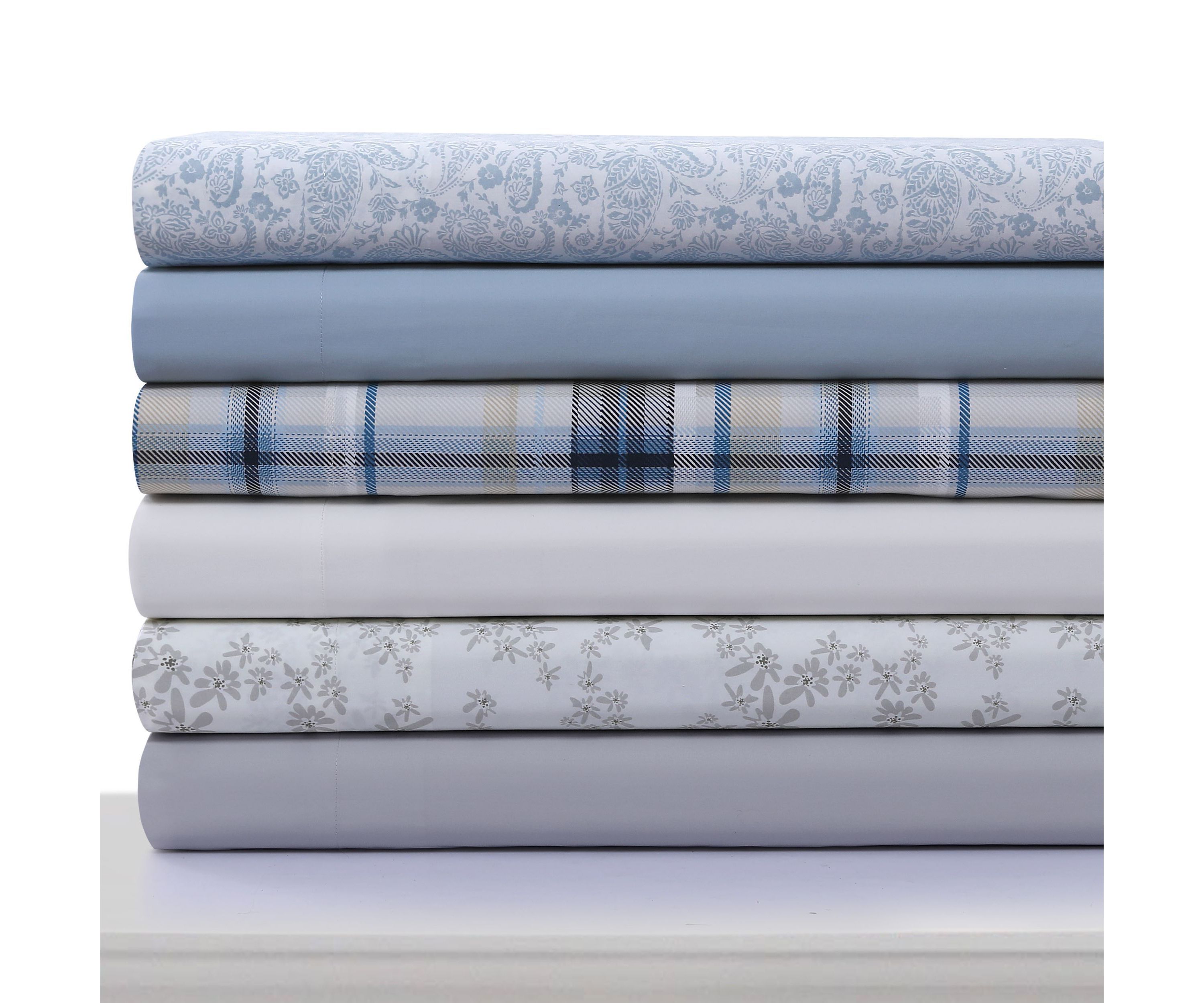Solid or Printed 300 Thread Count Cotton Percale Extra Deep Pocket Sheet Set