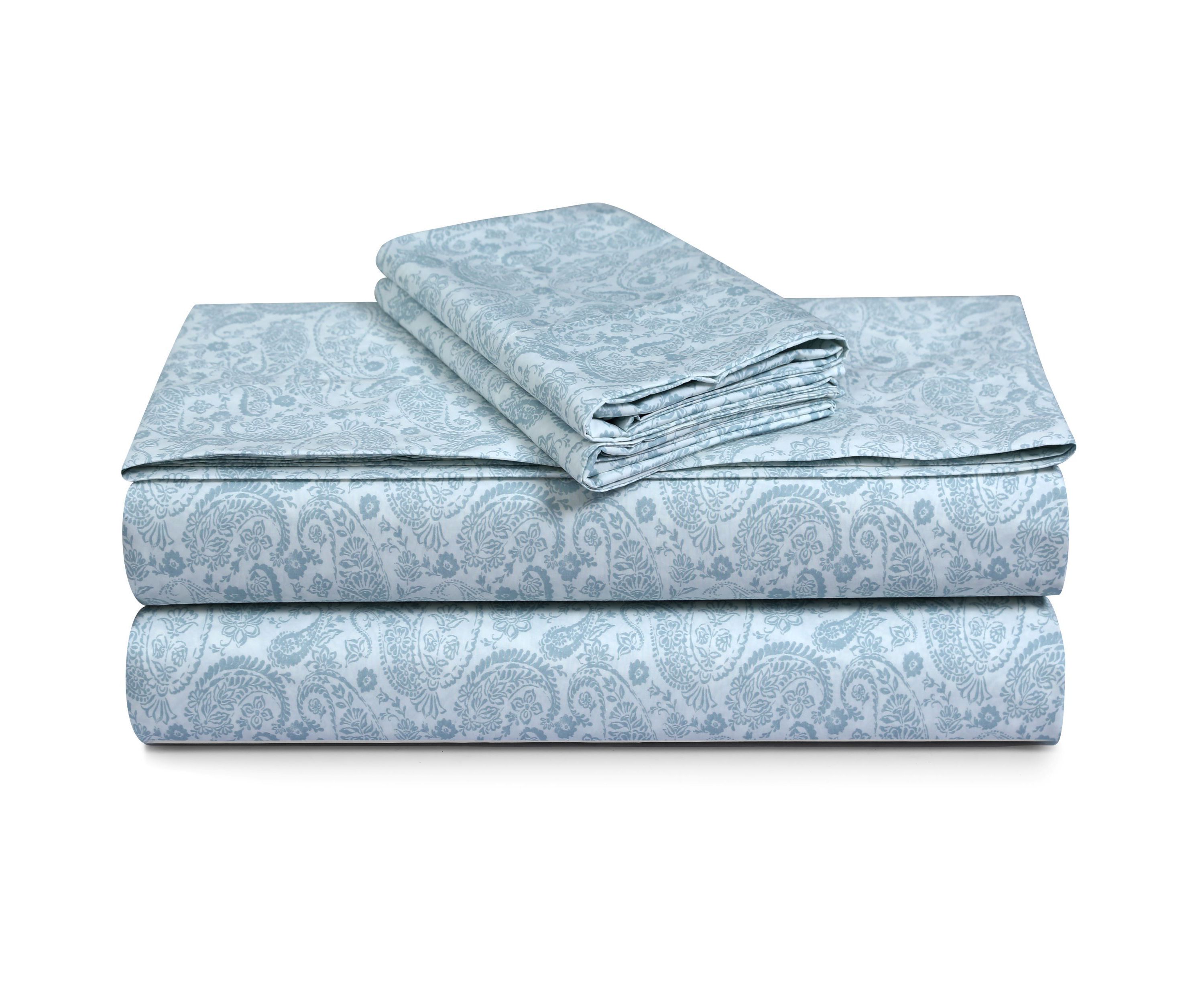Solid or Printed 300 Thread Count Cotton Percale Extra Deep Pocket Sheet Set