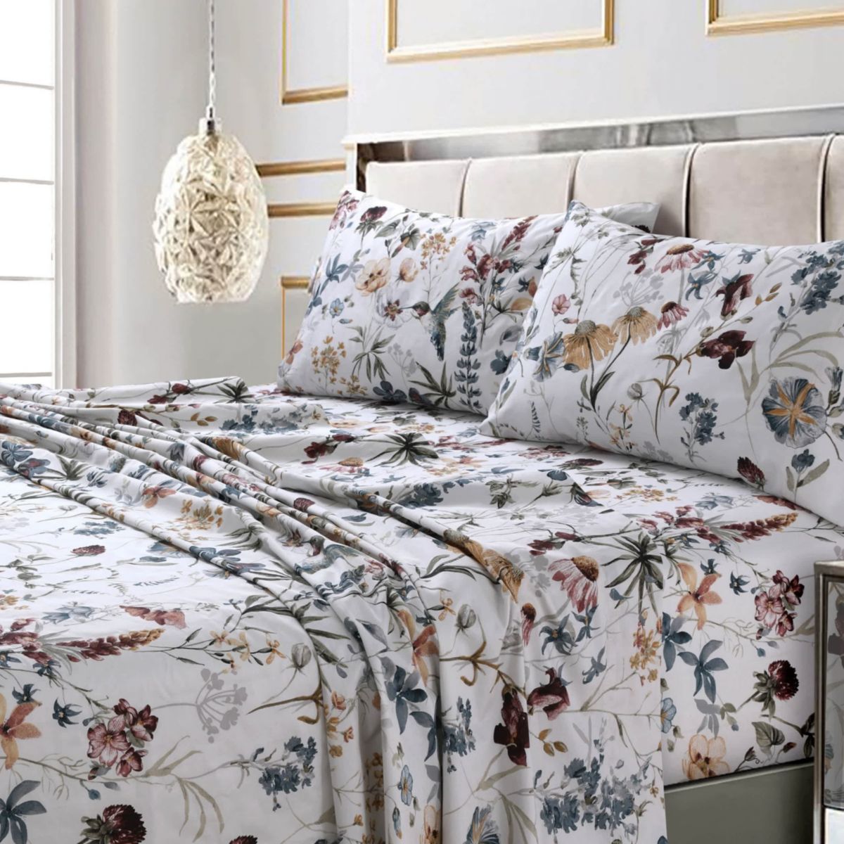 Amalfi Printed 300 Thread Count Cotton Sateen Extra Deep Pocket Sheet Set