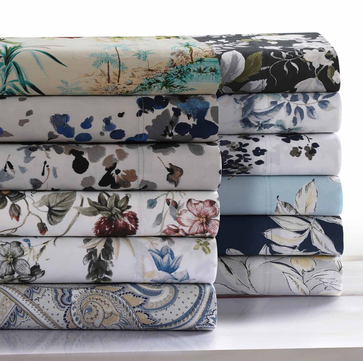 Amalfi Printed 300 Thread Count Cotton Sateen Extra Deep Pocket Sheet Set