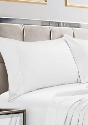 Tribeca Living Set of 2 600 Thread Count Egyptian Cotton Sateen Pillowcases, White, King