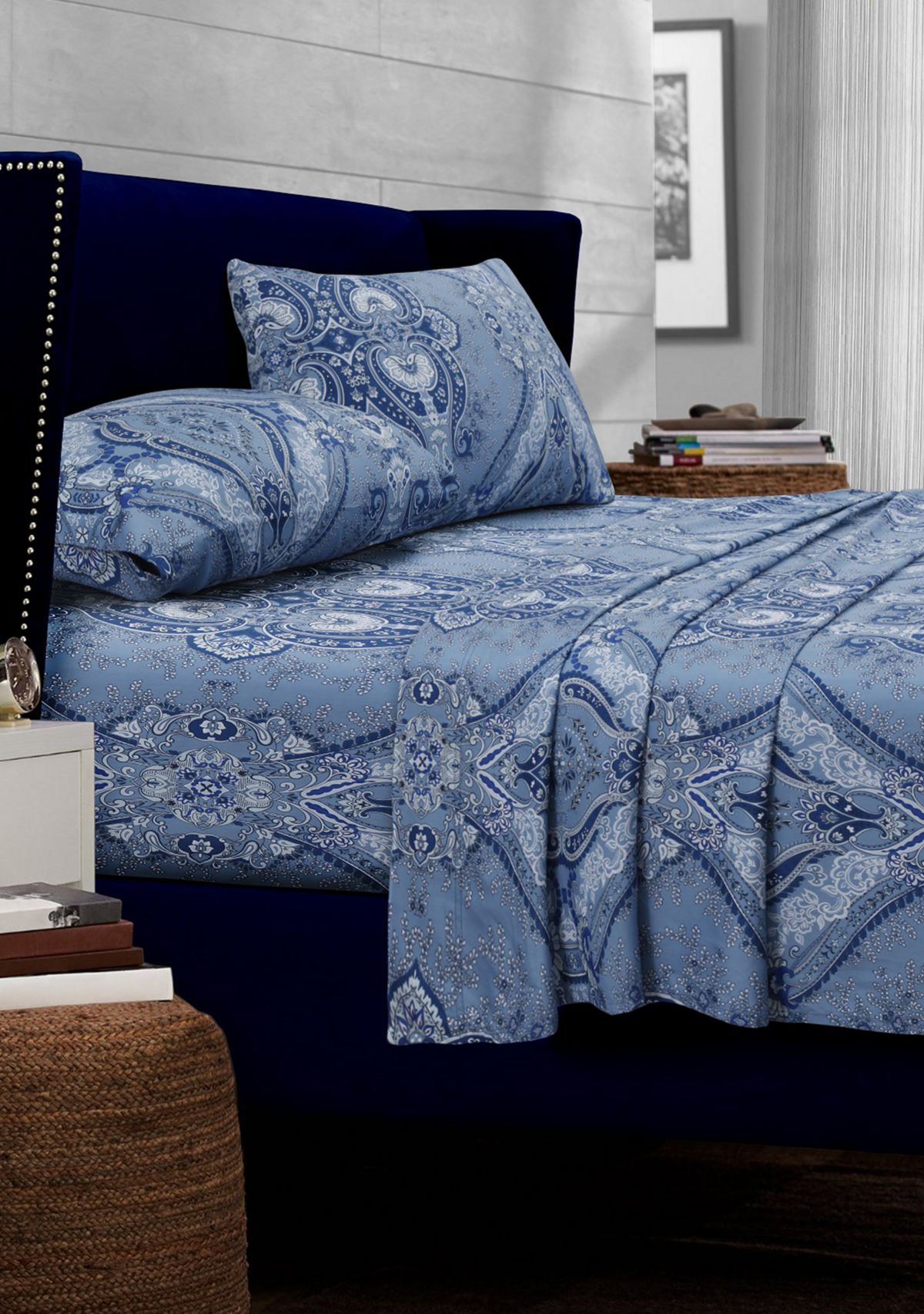 Atlantis Printed Cotton Extra Deep Pocket Sheet Set