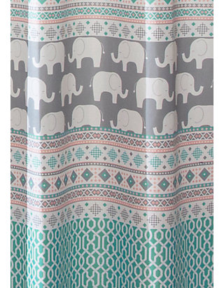 Style Lounge Zanzibar Shower Curtain 72" x 72" Blue Elephants 