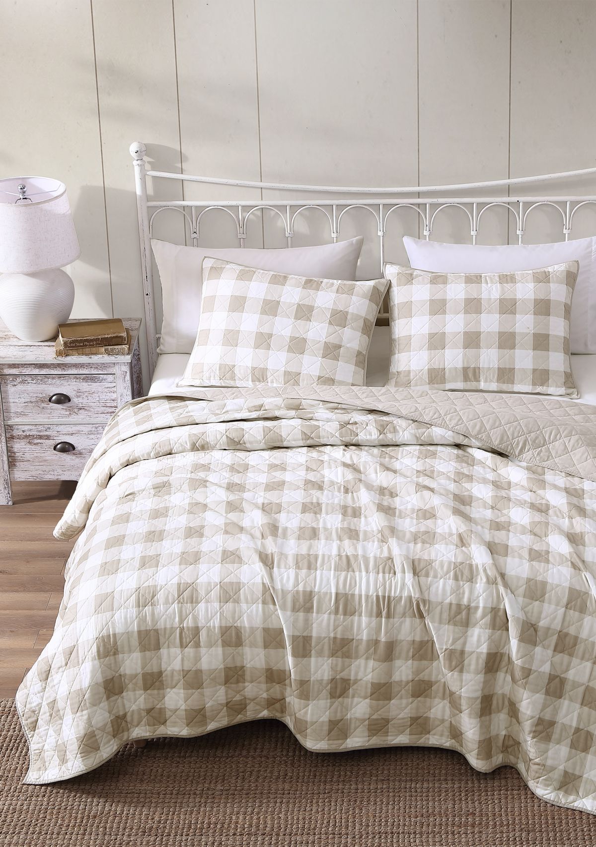 Heirloomed Buffalo Check Blue 3-Piece Quilt Set