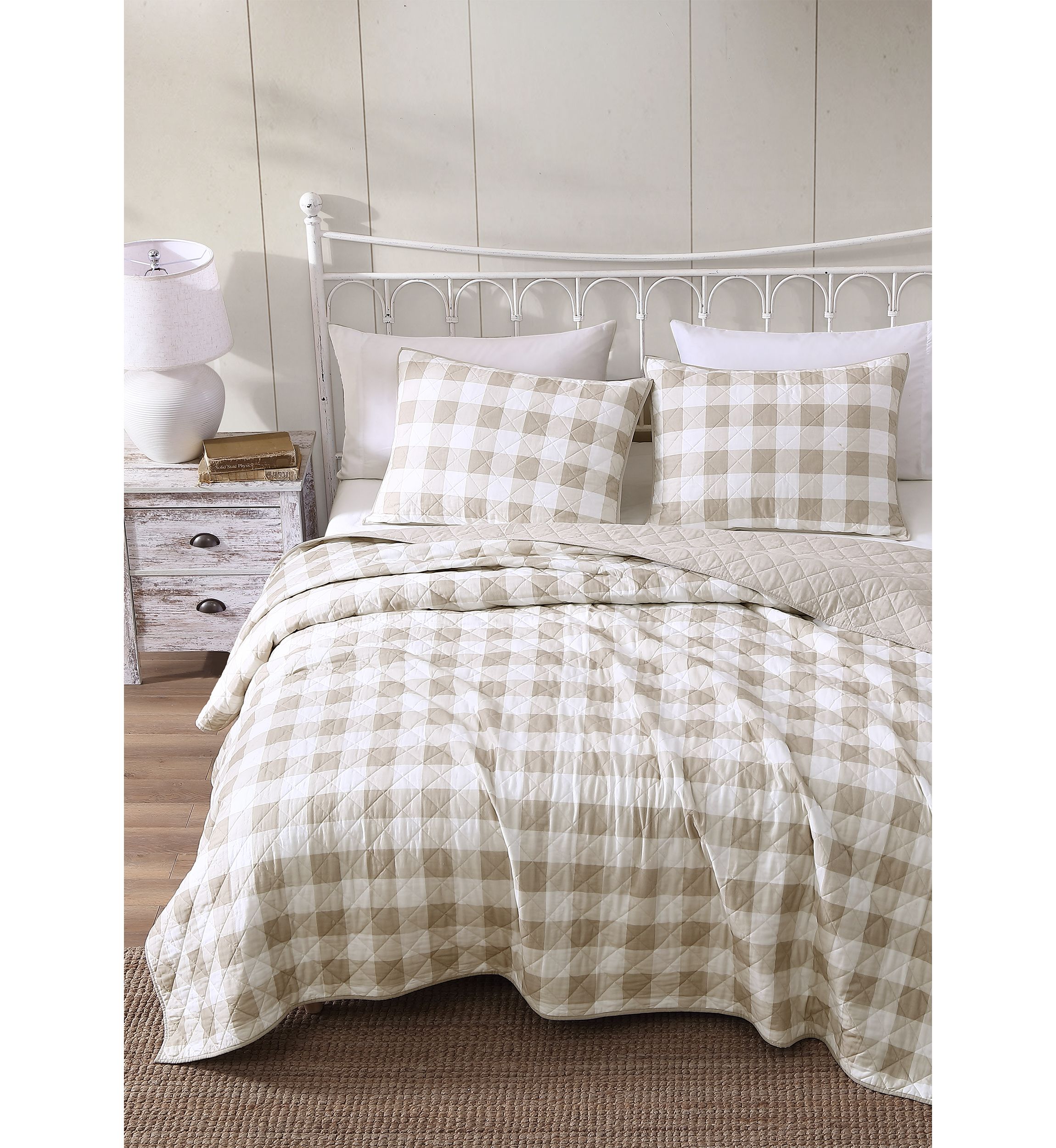 Heirloomed Buffalo Check Blue 3-Piece Quilt Set