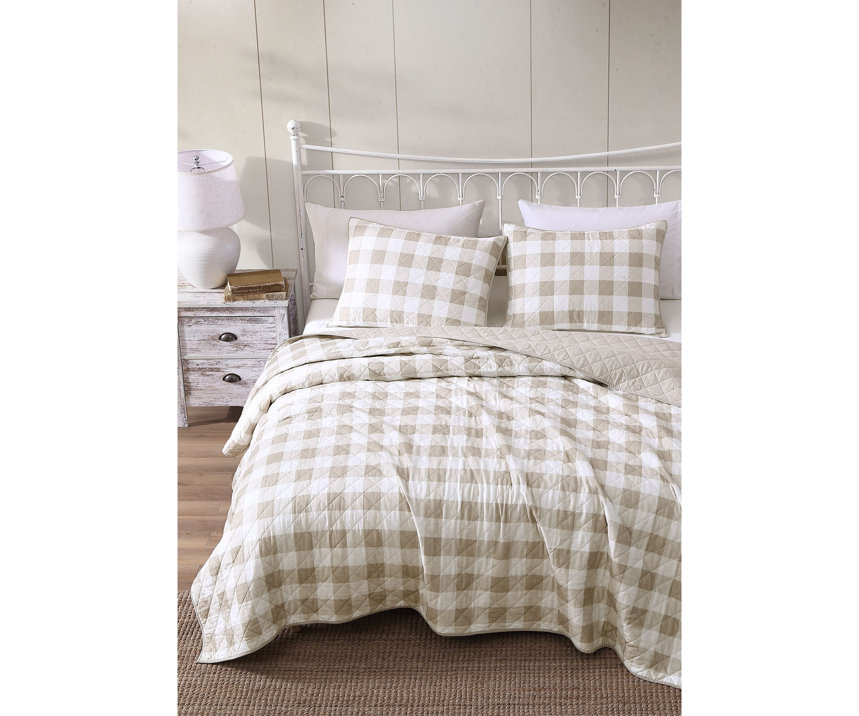 Heirloomed Buffalo Check Blue 3-Piece Quilt Set