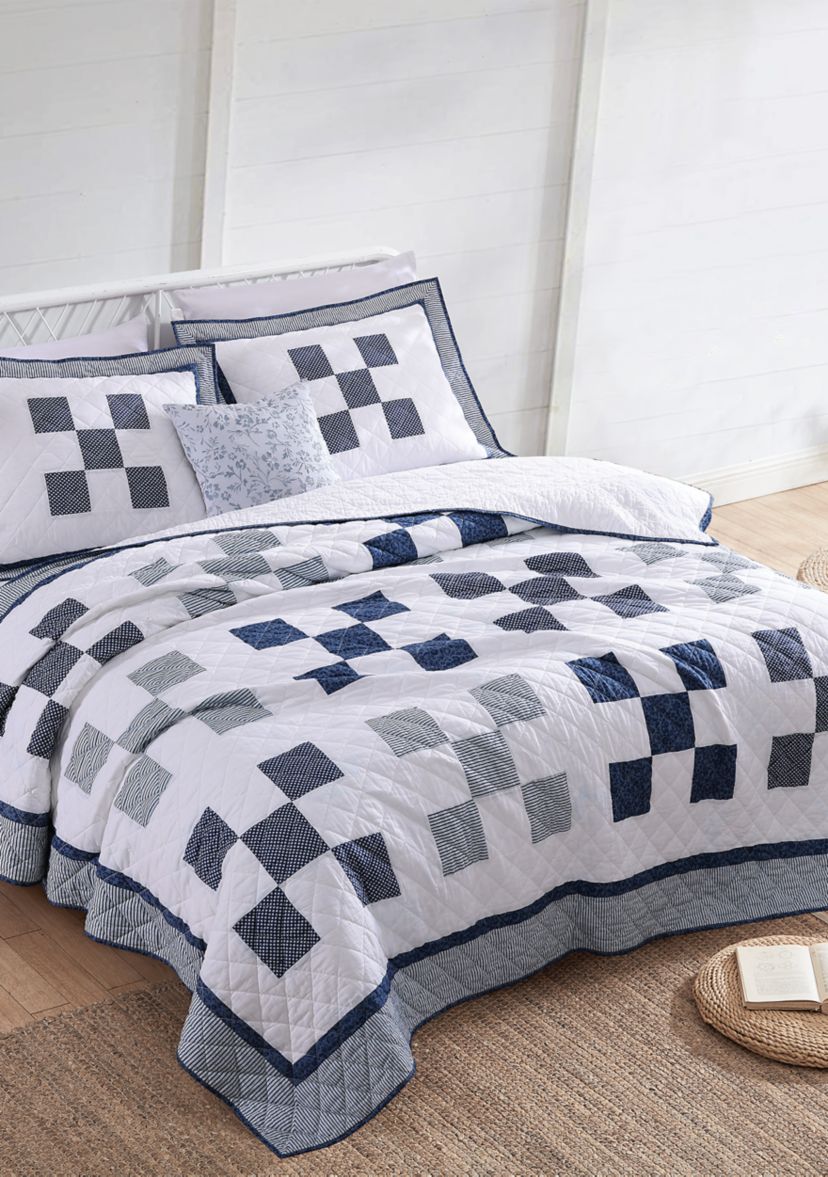 Block Checkerboard 3-Piece Quilt Set