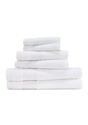 Luxury Inn 100% Cotton Ultra Soft 6-Piece Bath Essentials Towel Set, White