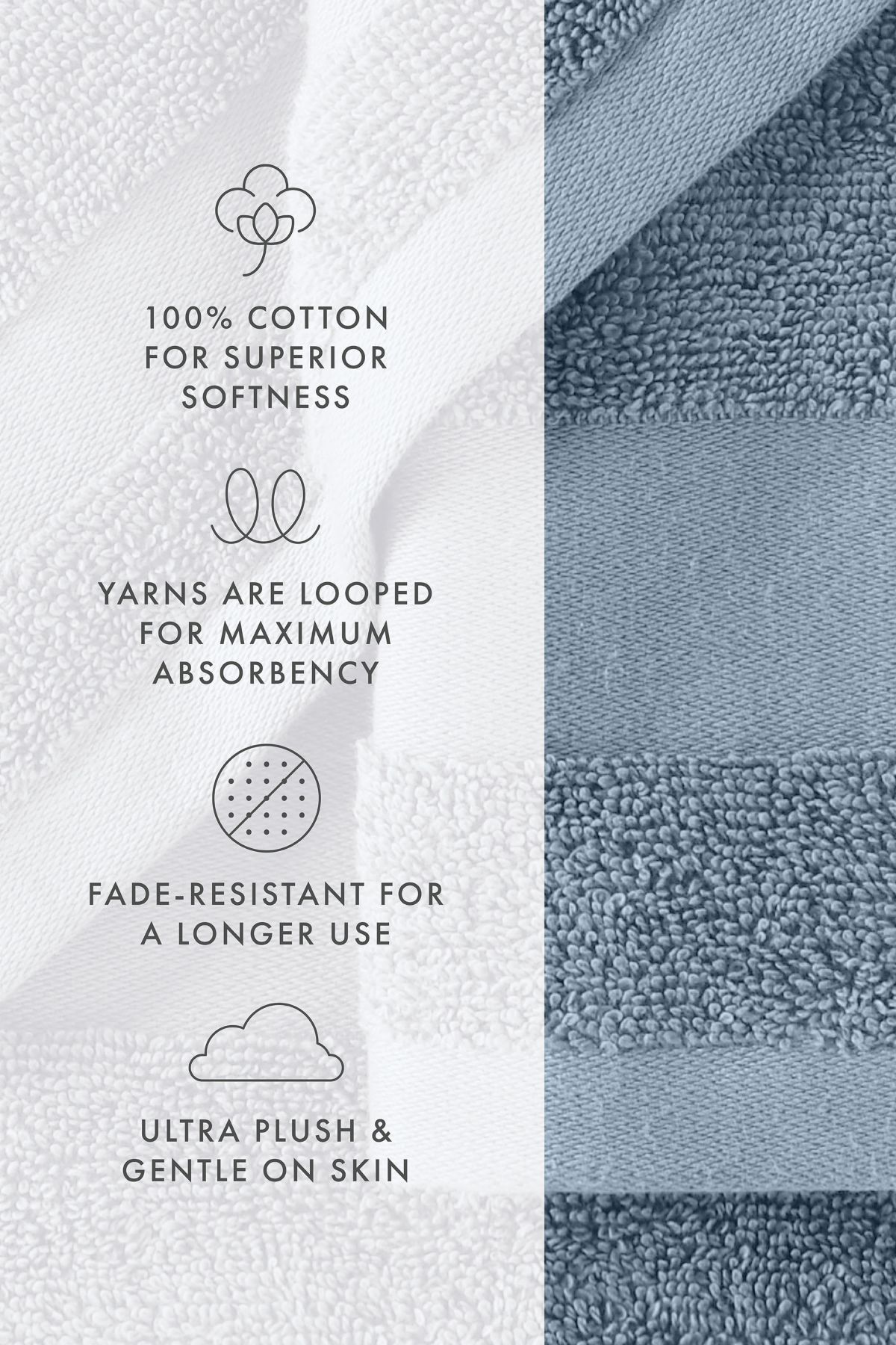 Towels 6-Pack 100% Cotton Bathroom Essentials
