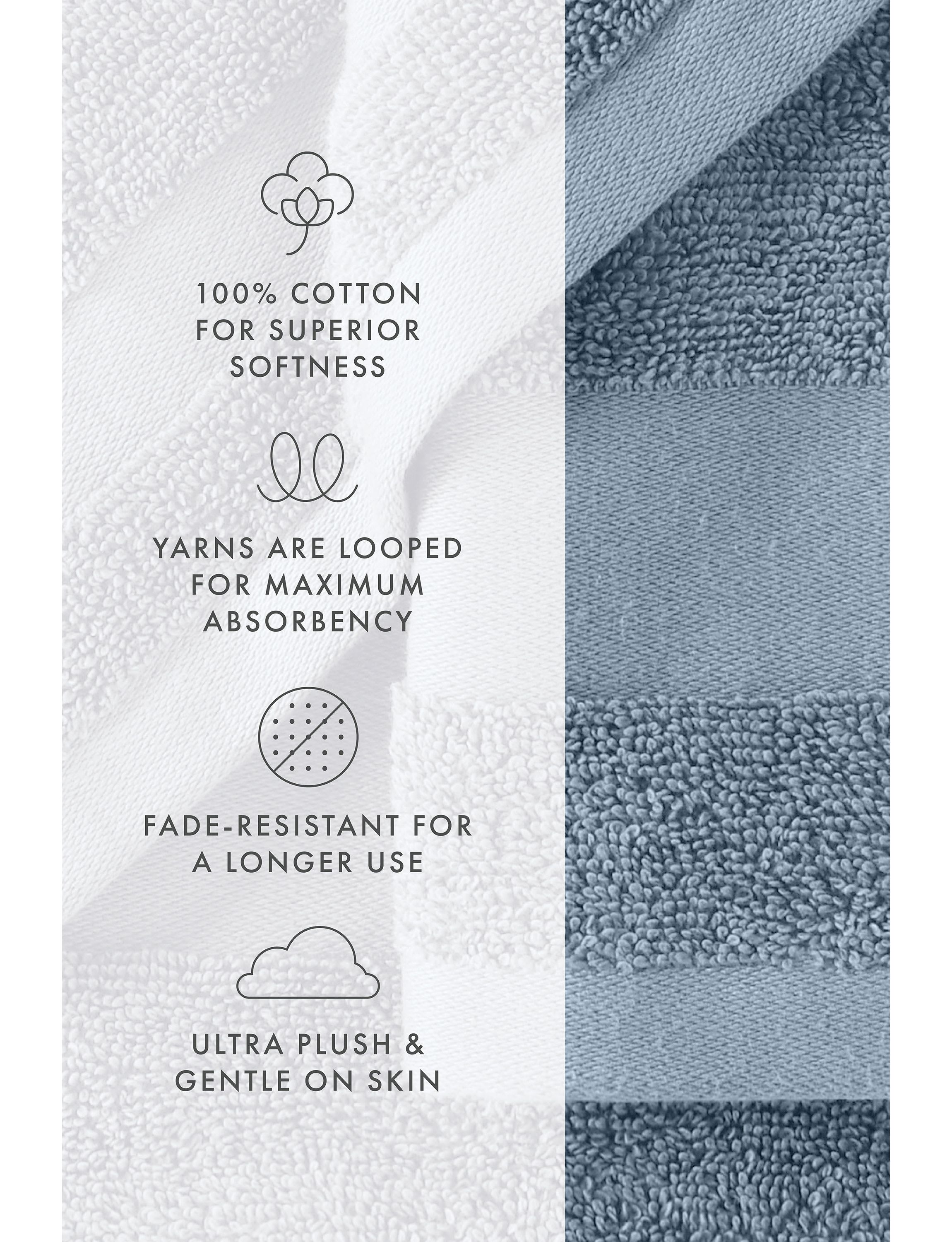 Towels 6-Pack 100% Cotton Bathroom Essentials