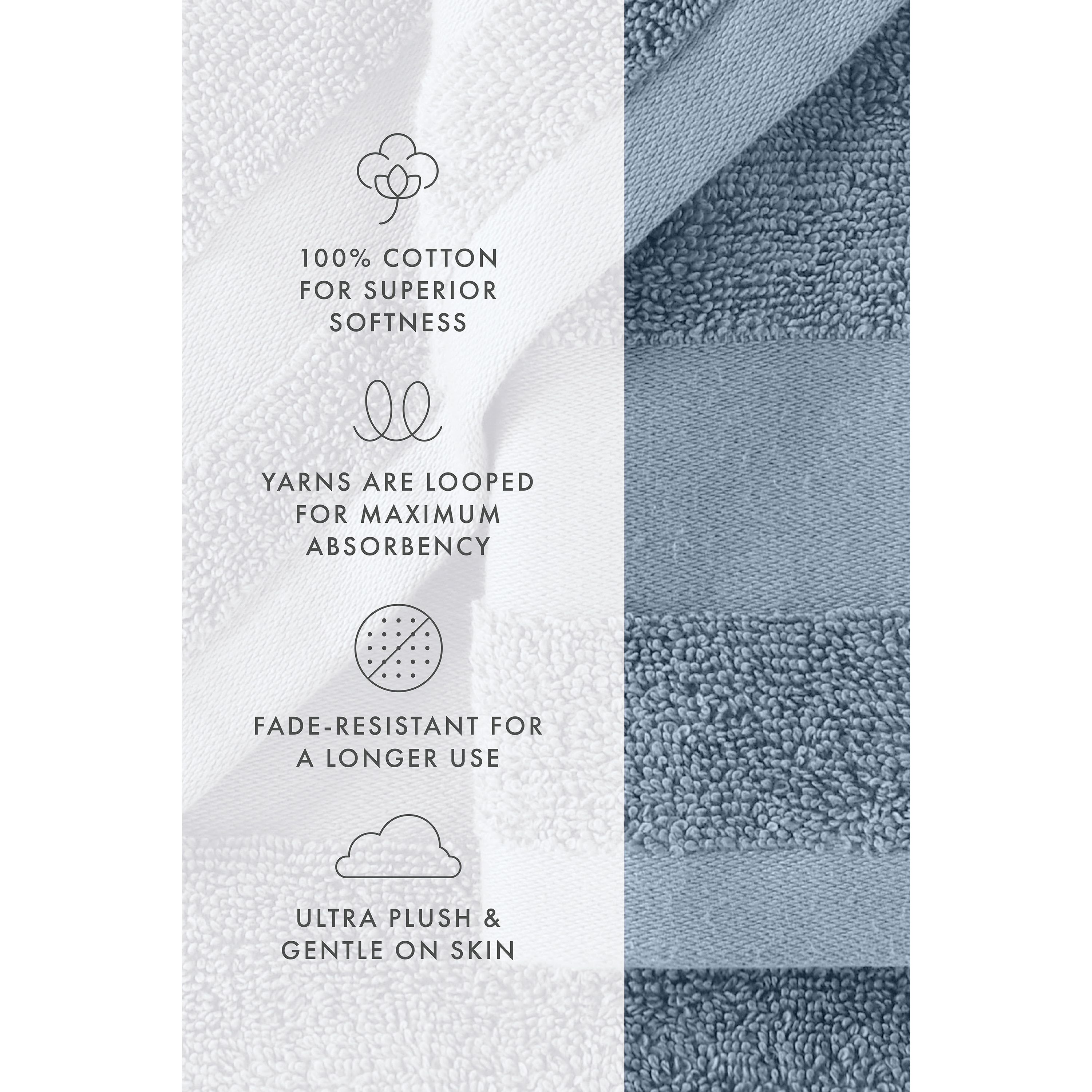 Towels 6-Pack 100% Cotton Bathroom Essentials