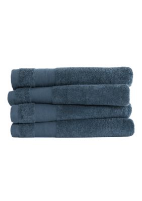 Luxury Inn 100% Cotton Ultra Soft 4-Piece Bath Towel Set, Navy Blue