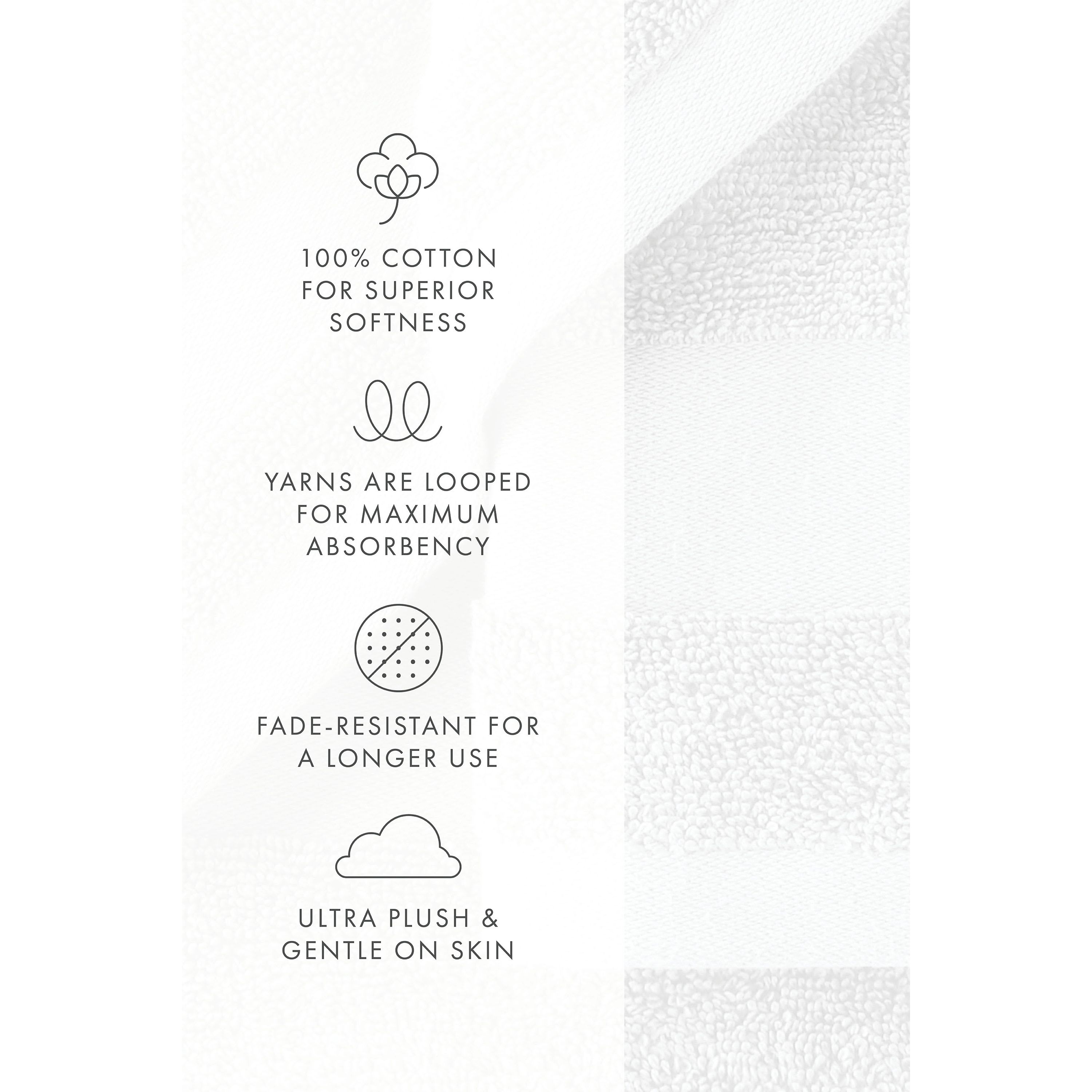 Towels 4-Pack 100% Cotton Bathroom Essentials