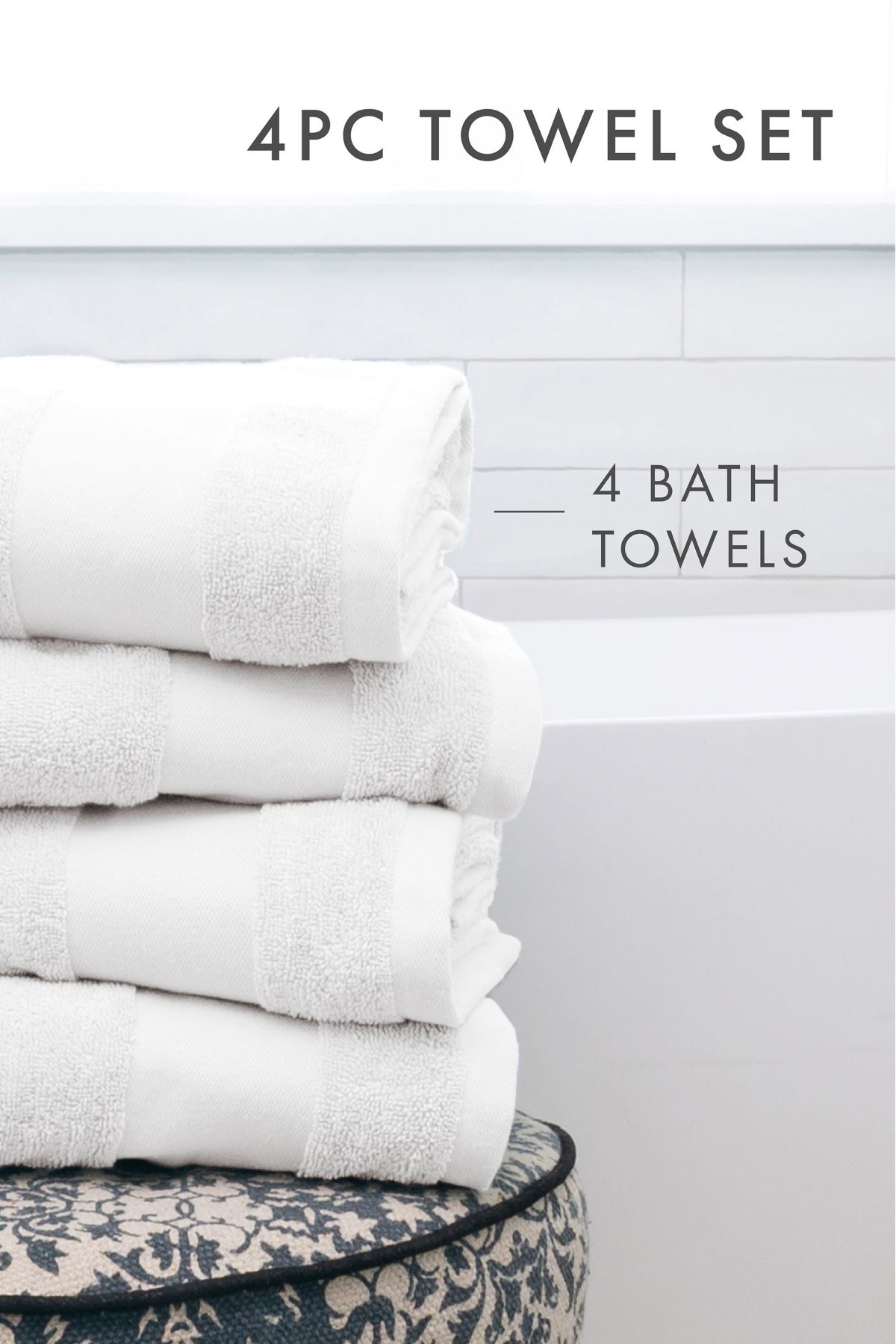 Towels 4-Pack 100% Cotton Bathroom Essentials