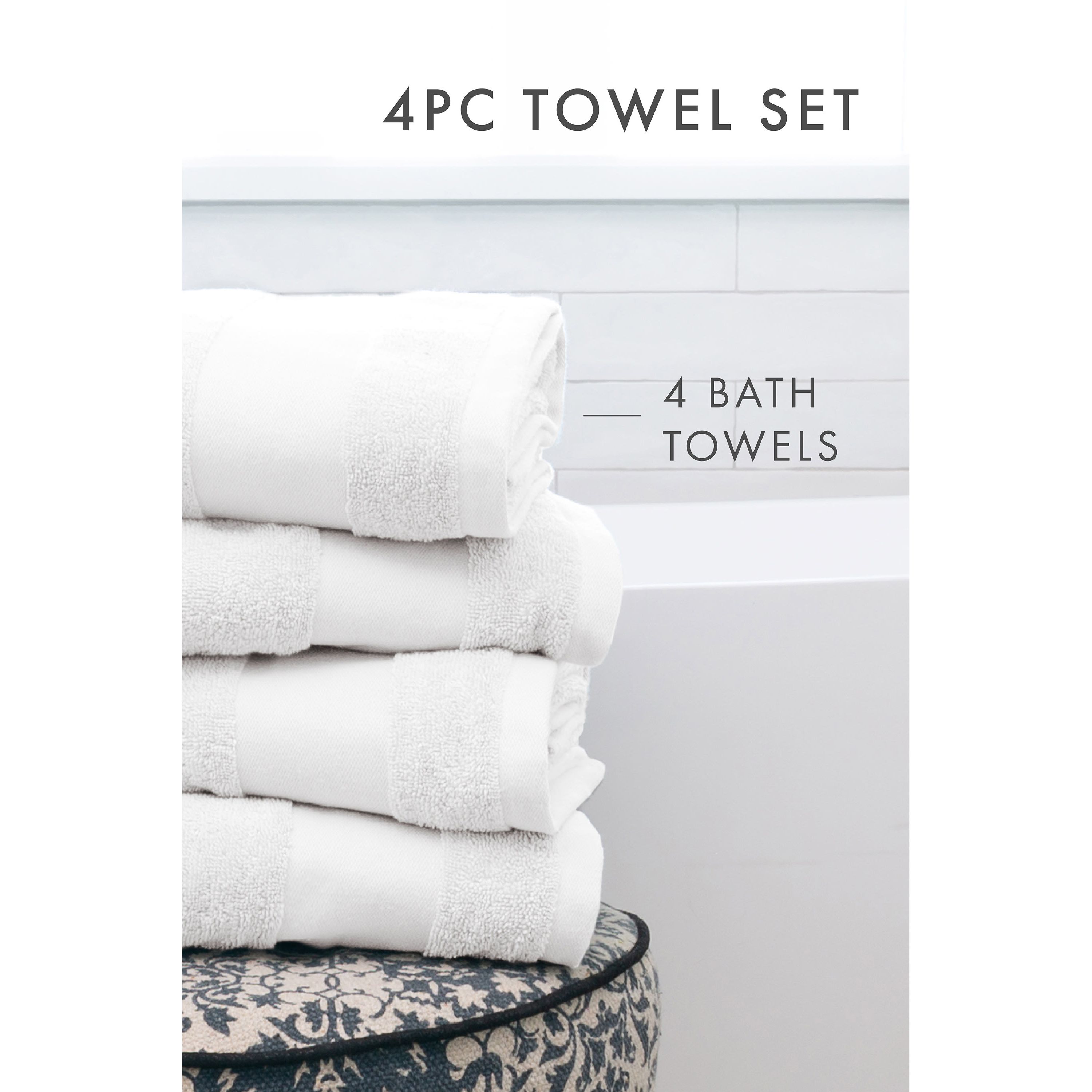 Towels 4-Pack 100% Cotton Bathroom Essentials