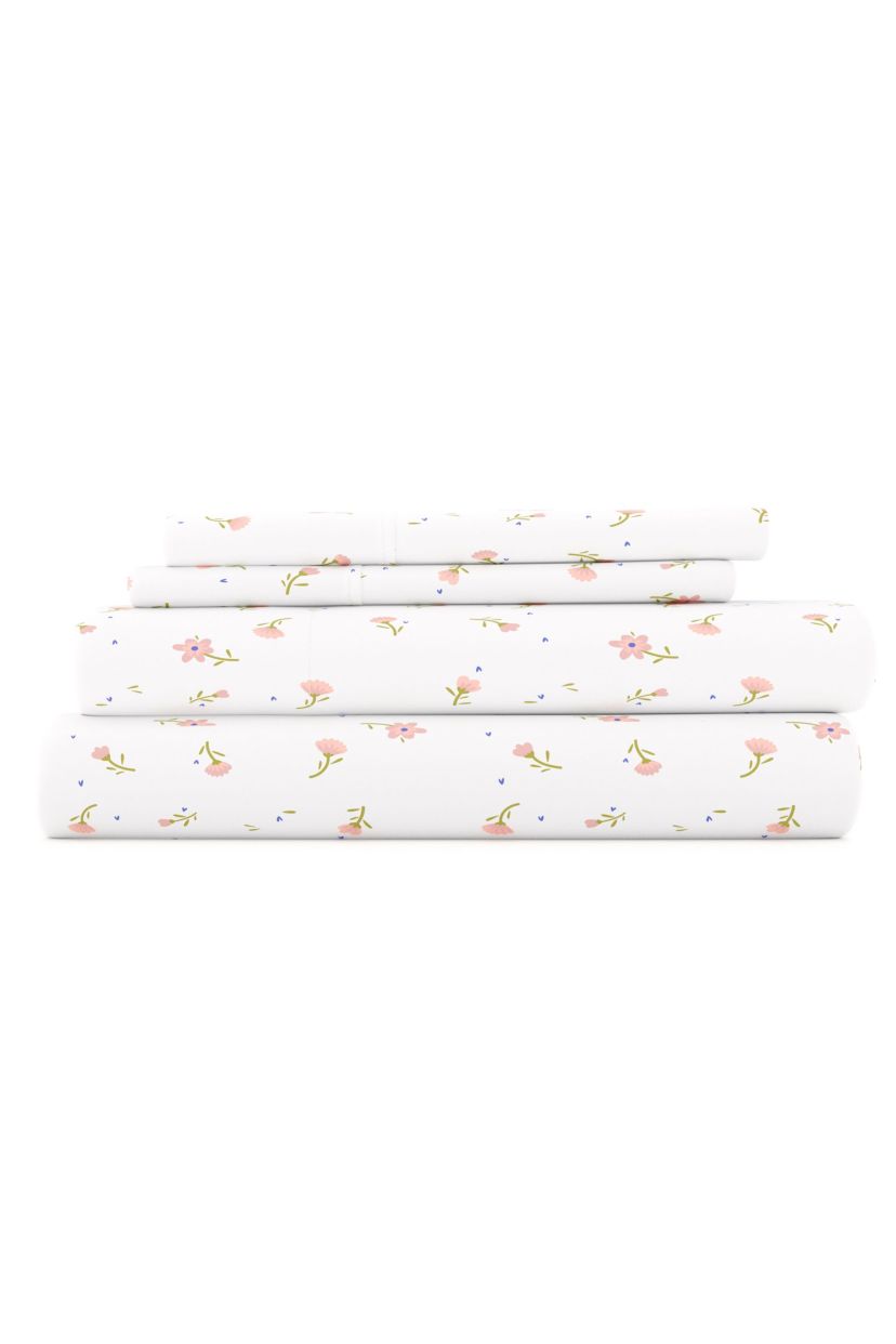 Sheet Set 4-Piece Patterned Microfiber Classic Essentials Ultra Soft Bedding