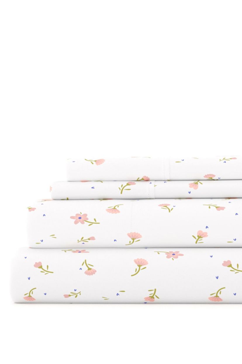 Sheet Set 4-Piece Patterned Microfiber Classic Essentials Ultra Soft Bedding