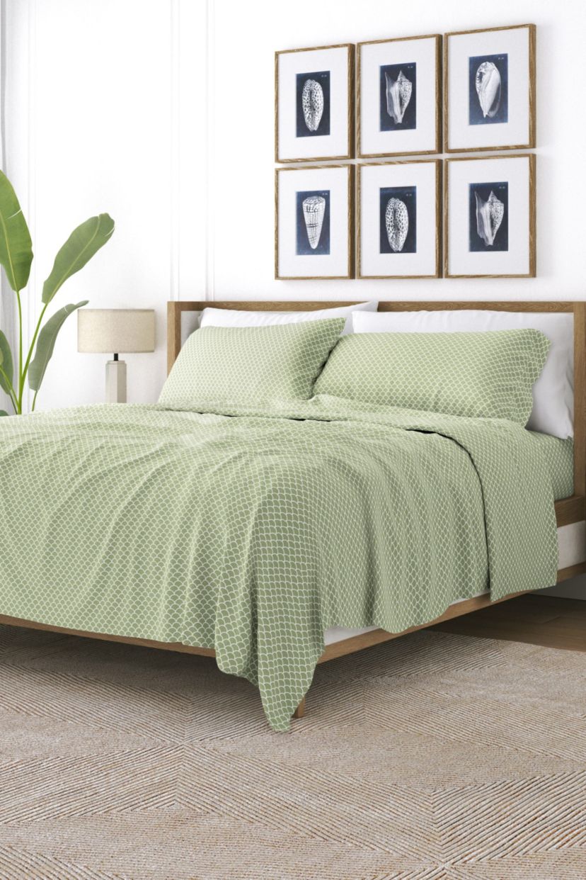 Sheet Set 4-Piece Patterned Microfiber Geometric Ultra Soft Bedding