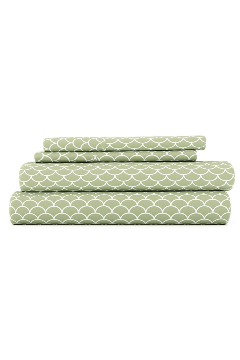 Sheet Set 4-Piece Patterned Microfiber Geometric Ultra Soft Bedding