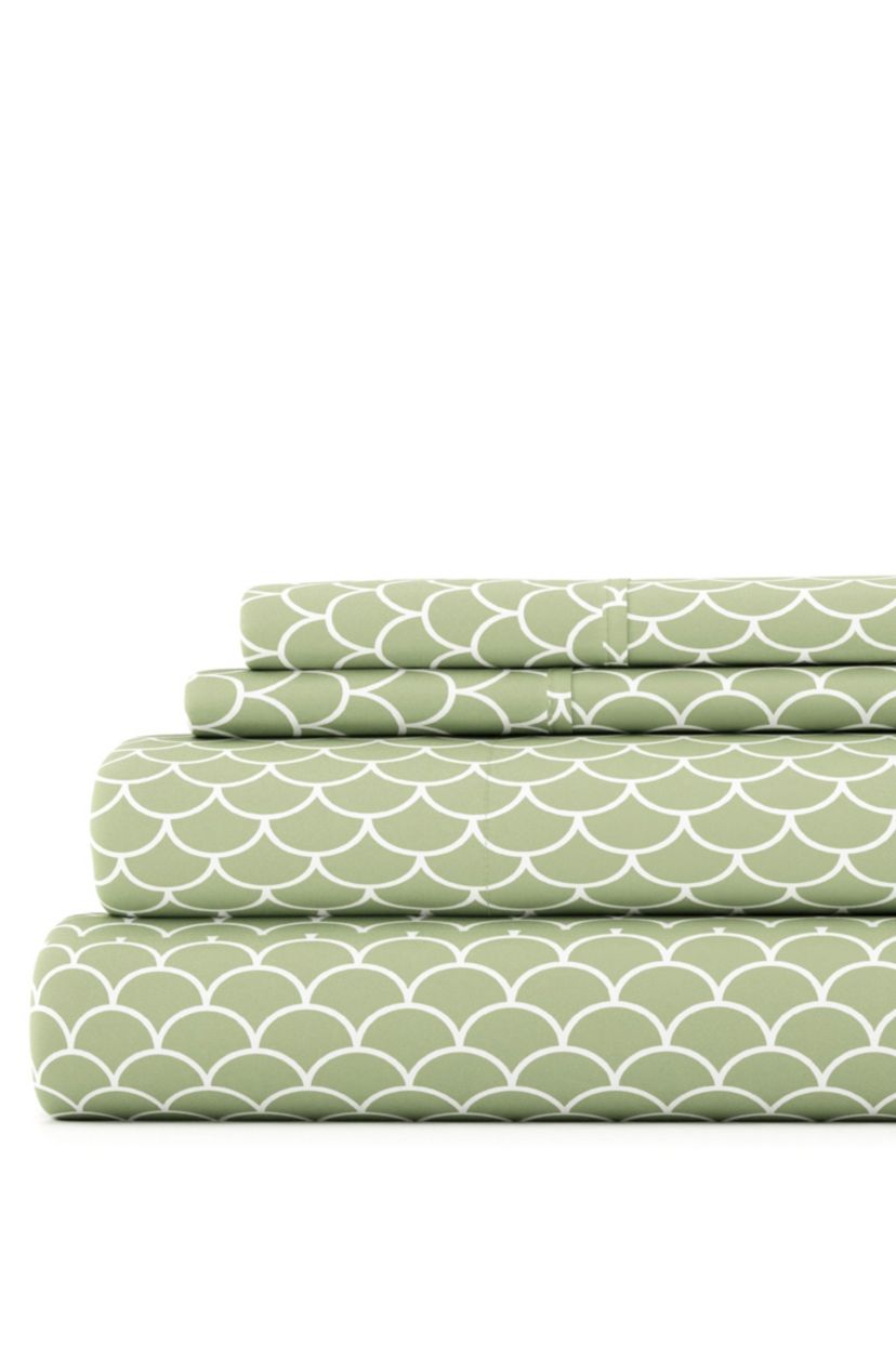 Sheet Set 4-Piece Patterned Microfiber Geometric Ultra Soft Bedding