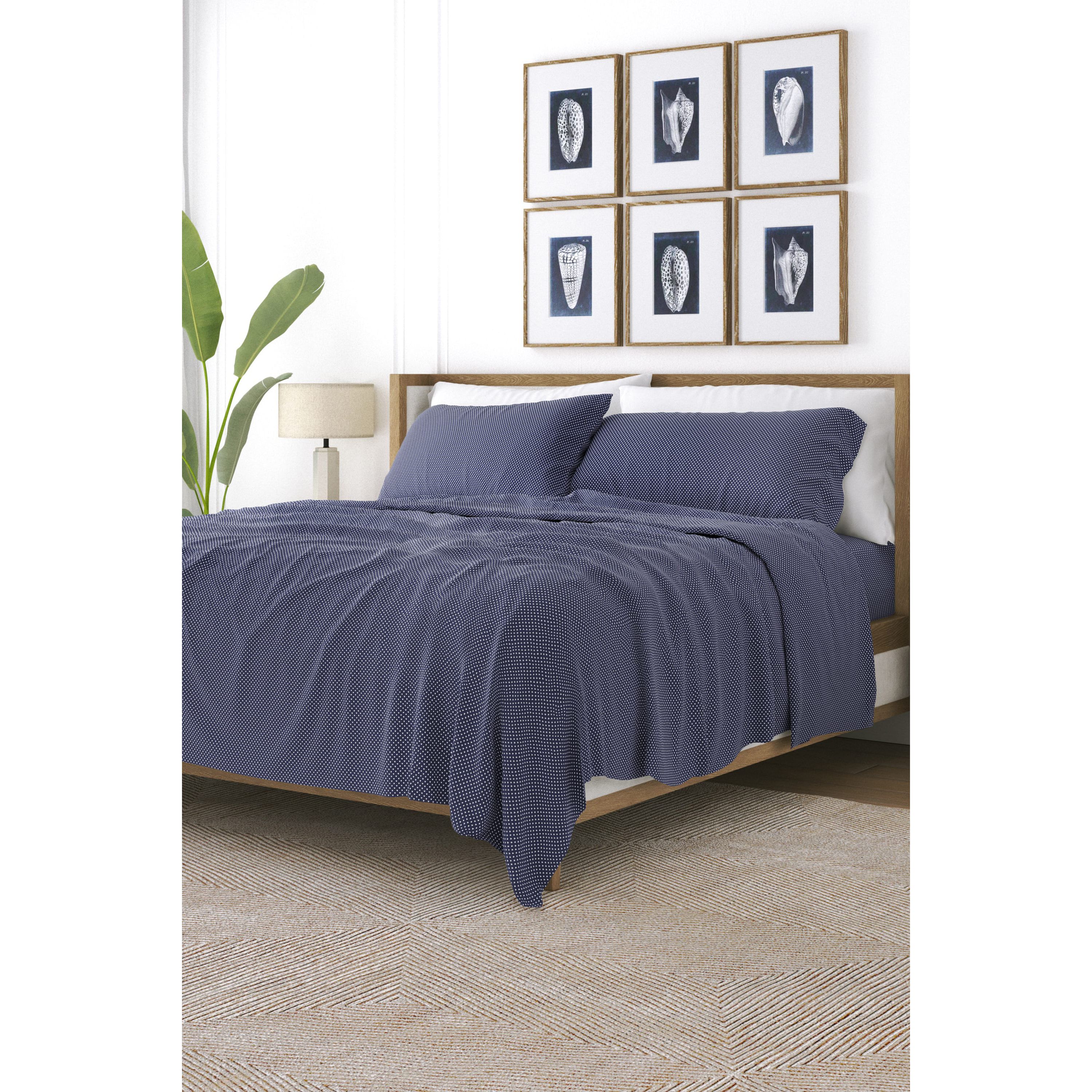 Sheet Set 4-Piece Patterned Microfiber Dots & Stripes Ultra Soft Bedding