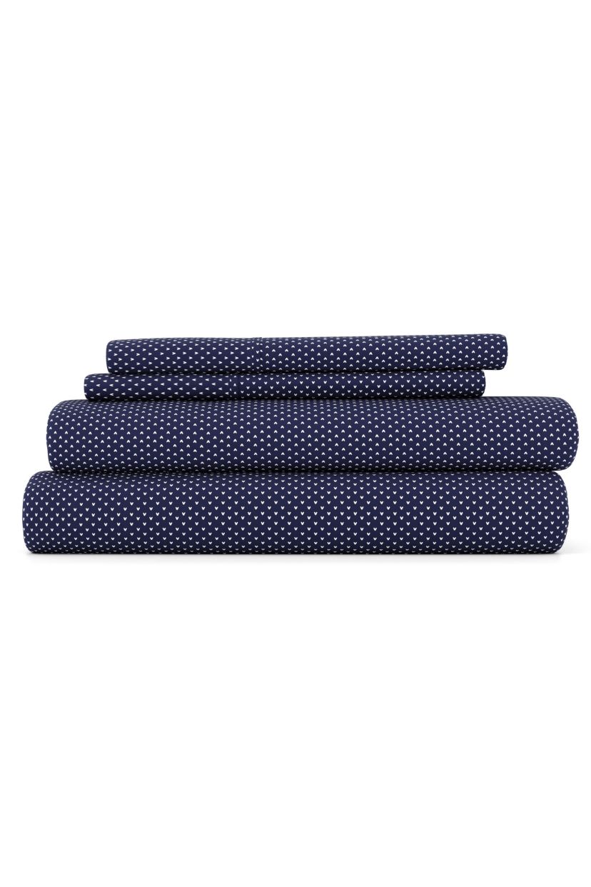 Sheet Set 4-Piece Patterned Microfiber Dots & Stripes Ultra Soft Bedding