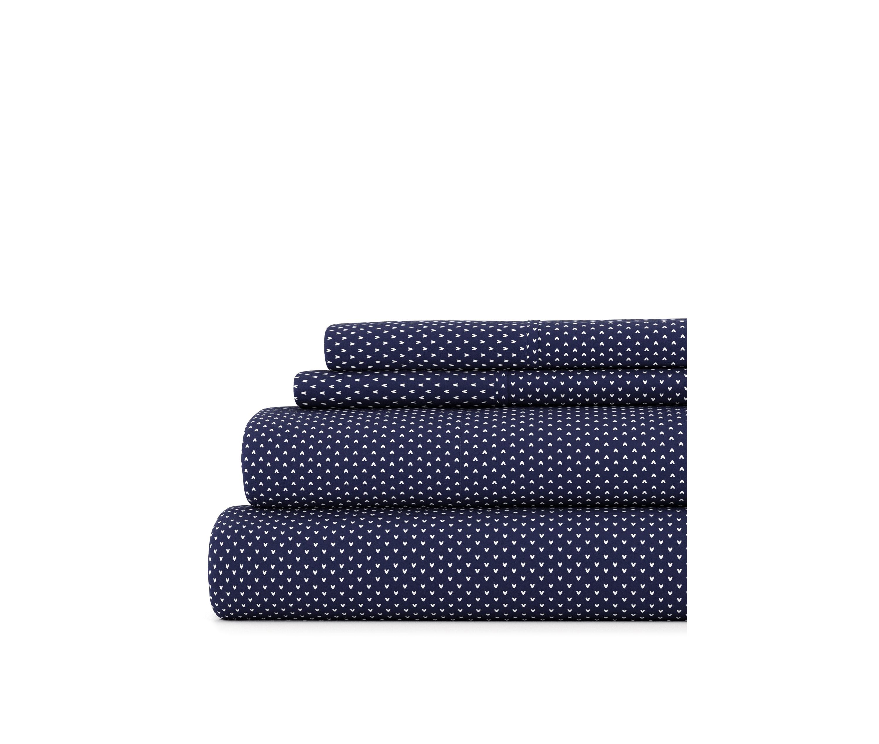 Sheet Set 4-Piece Patterned Microfiber Dots & Stripes Ultra Soft Bedding