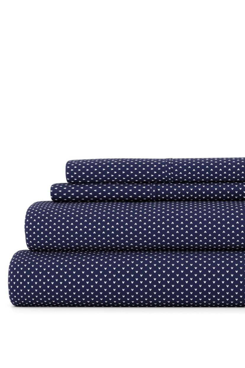 Sheet Set 4-Piece Patterned Microfiber Dots & Stripes Ultra Soft Bedding