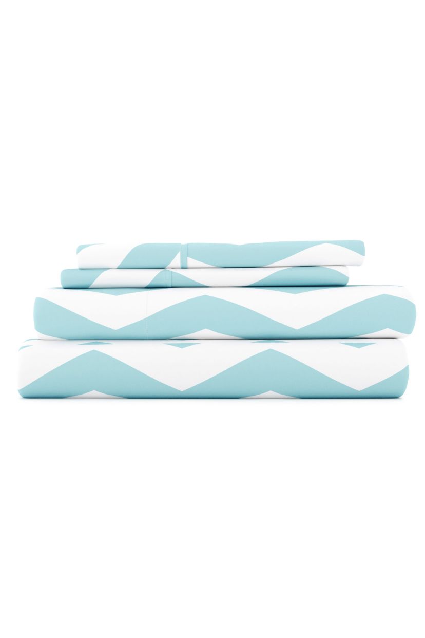 Sheet Set 4-Piece Patterned Microfiber Geometric Ultra Soft Bedding