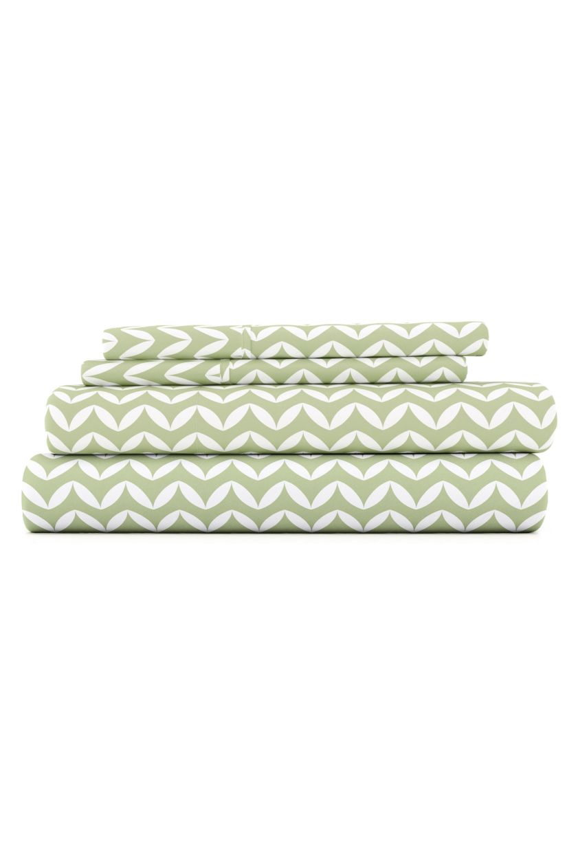 Sheet Set 4-Piece Patterned Microfiber Geometric Ultra Soft Bedding
