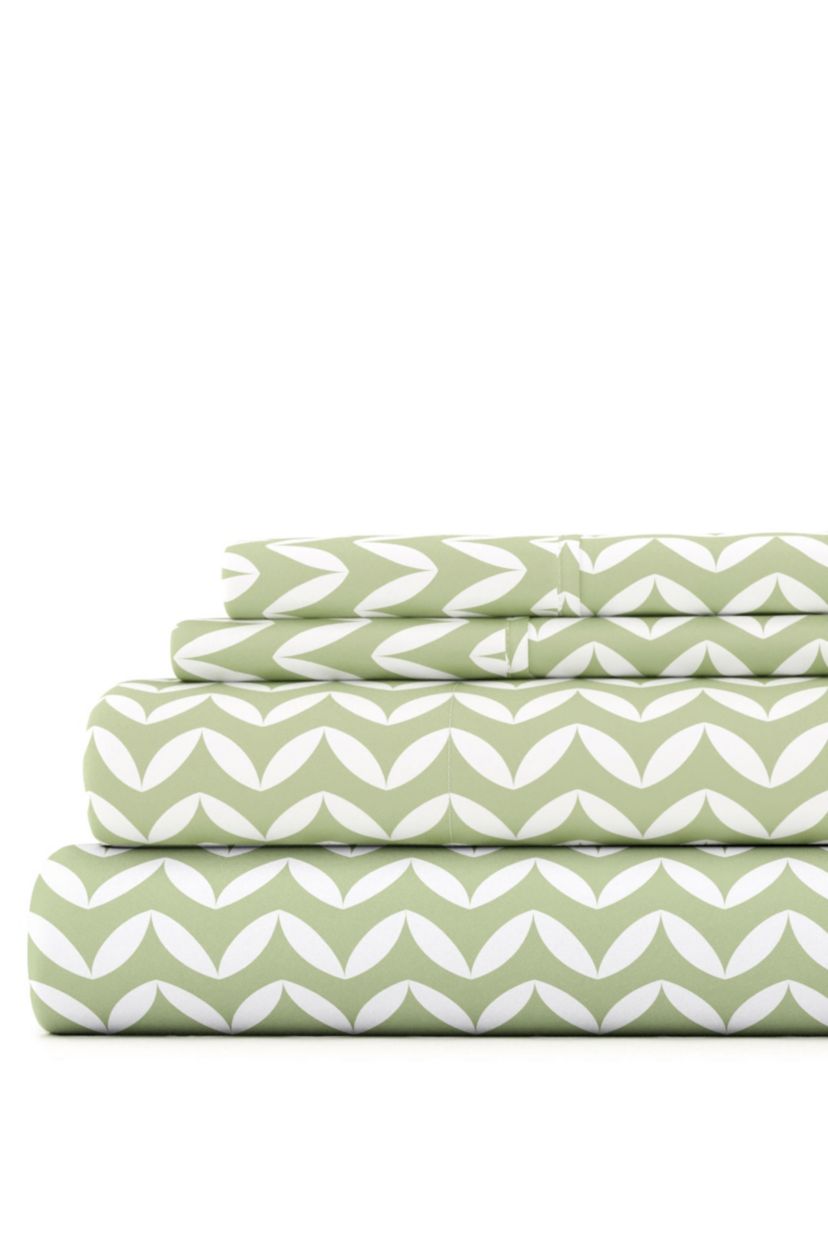 Sheet Set 4-Piece Patterned Microfiber Geometric Ultra Soft Bedding